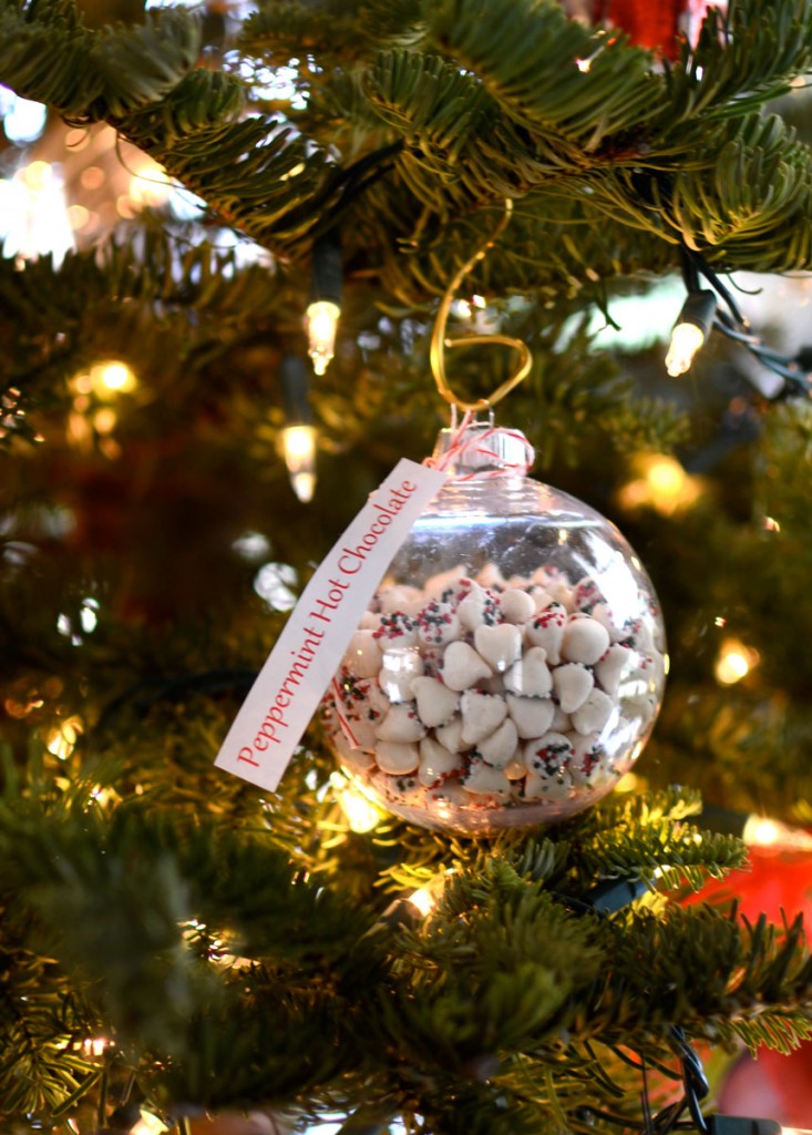 Ornament filled with peppermint chocolate chips