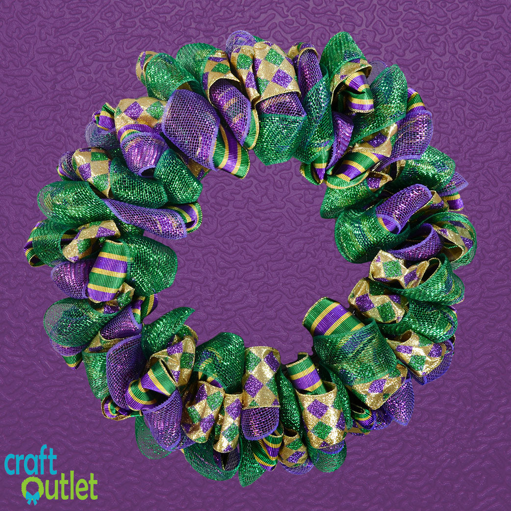 Mardi Gras Four Ribbon Wreath