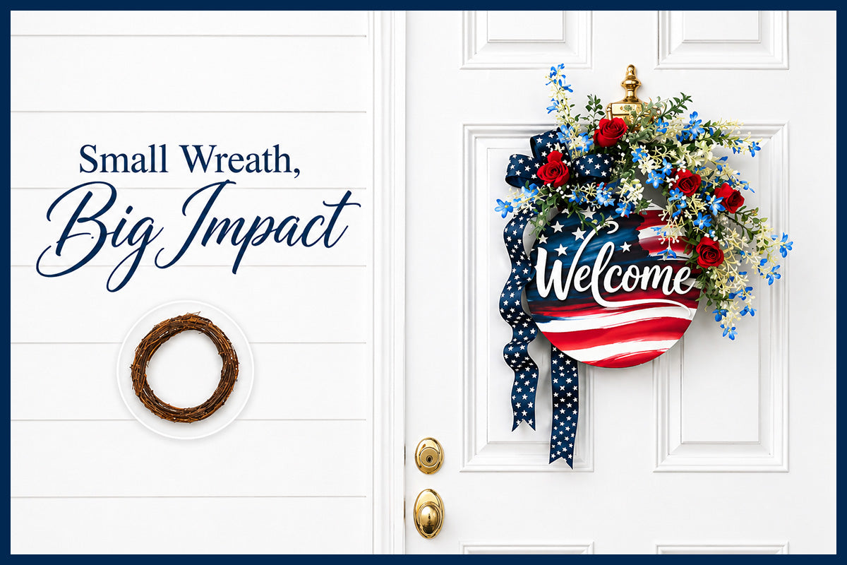 Small Wreath, Big Impact: How to Turn an inexpensive 9" Wreath Into Eye-Catching Door Decor