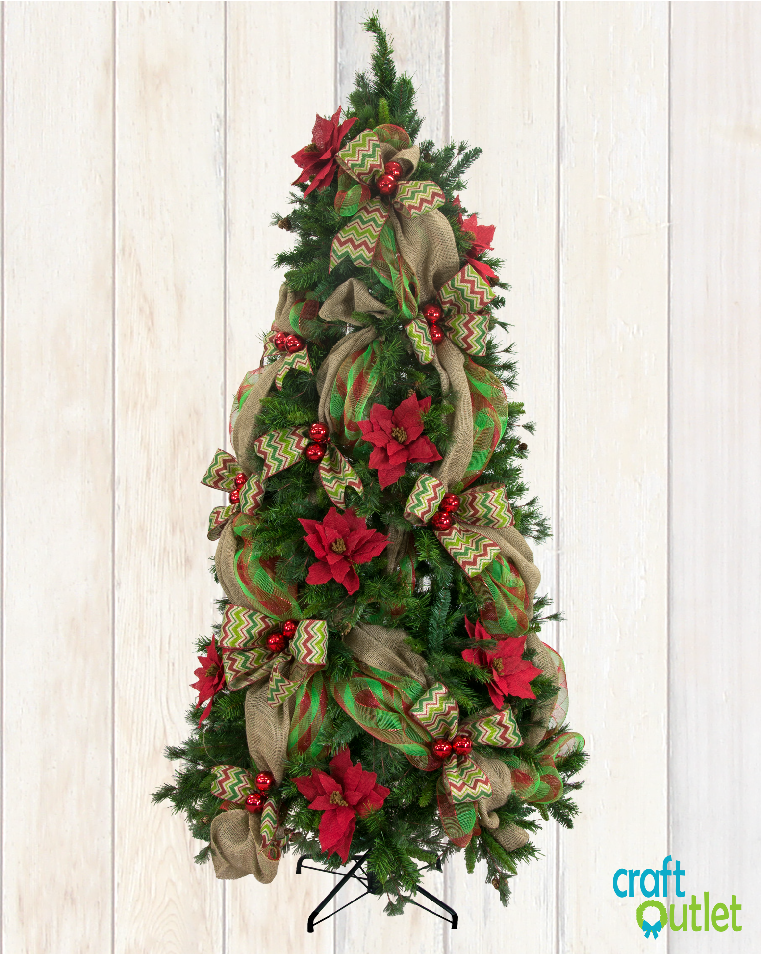 Christmas Tree Decorating with Burlap and Deco Mesh