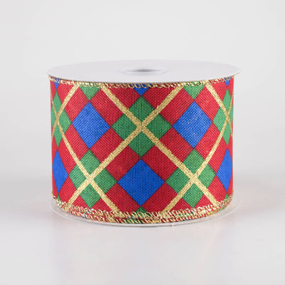 2.5" Georgina Plaid Ribbon: Red, Green, Blue, Gold (10 Yards)