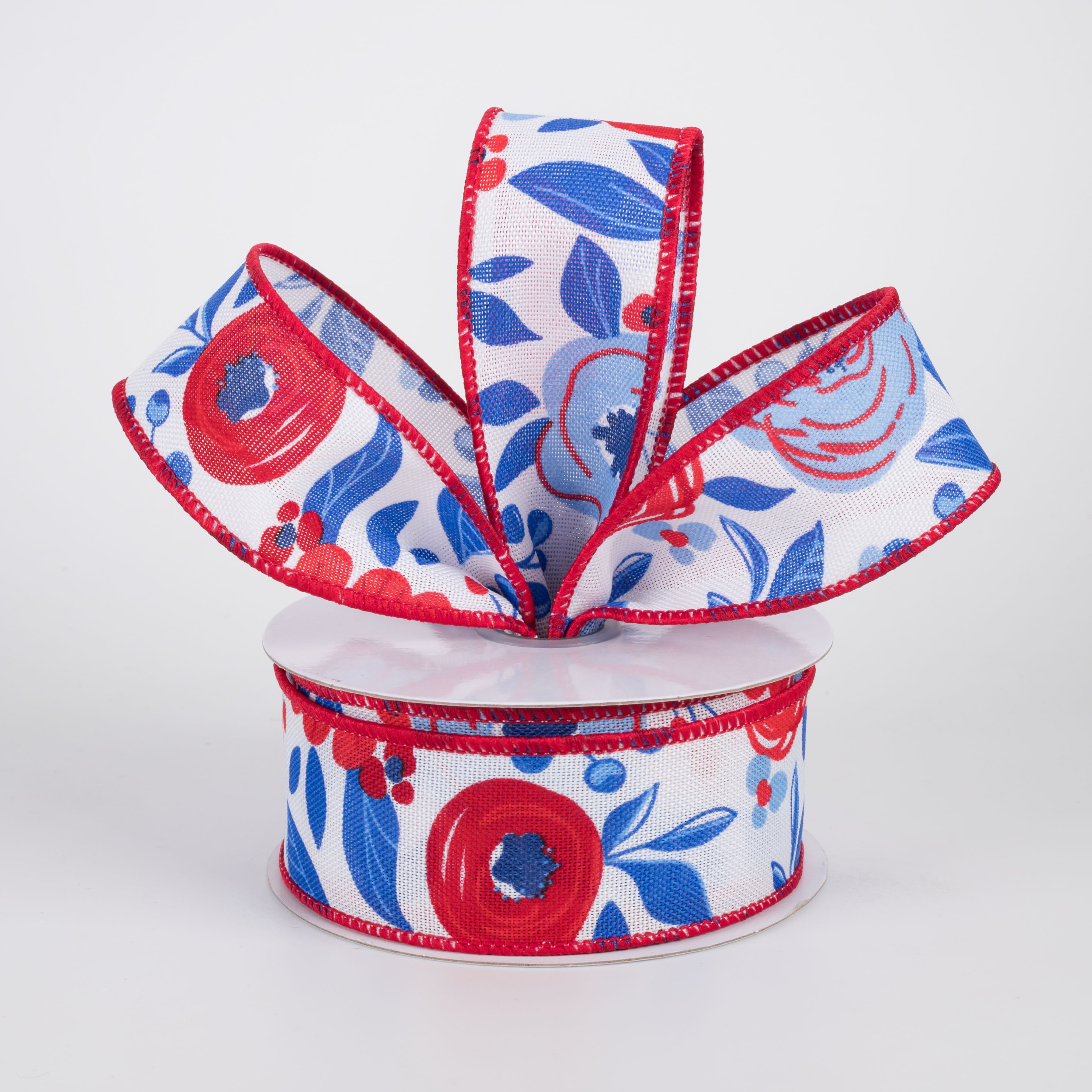 1.5" Bold Blooms Ribbon: Red, White & Blue (10 Yards) Lifestyle Photo