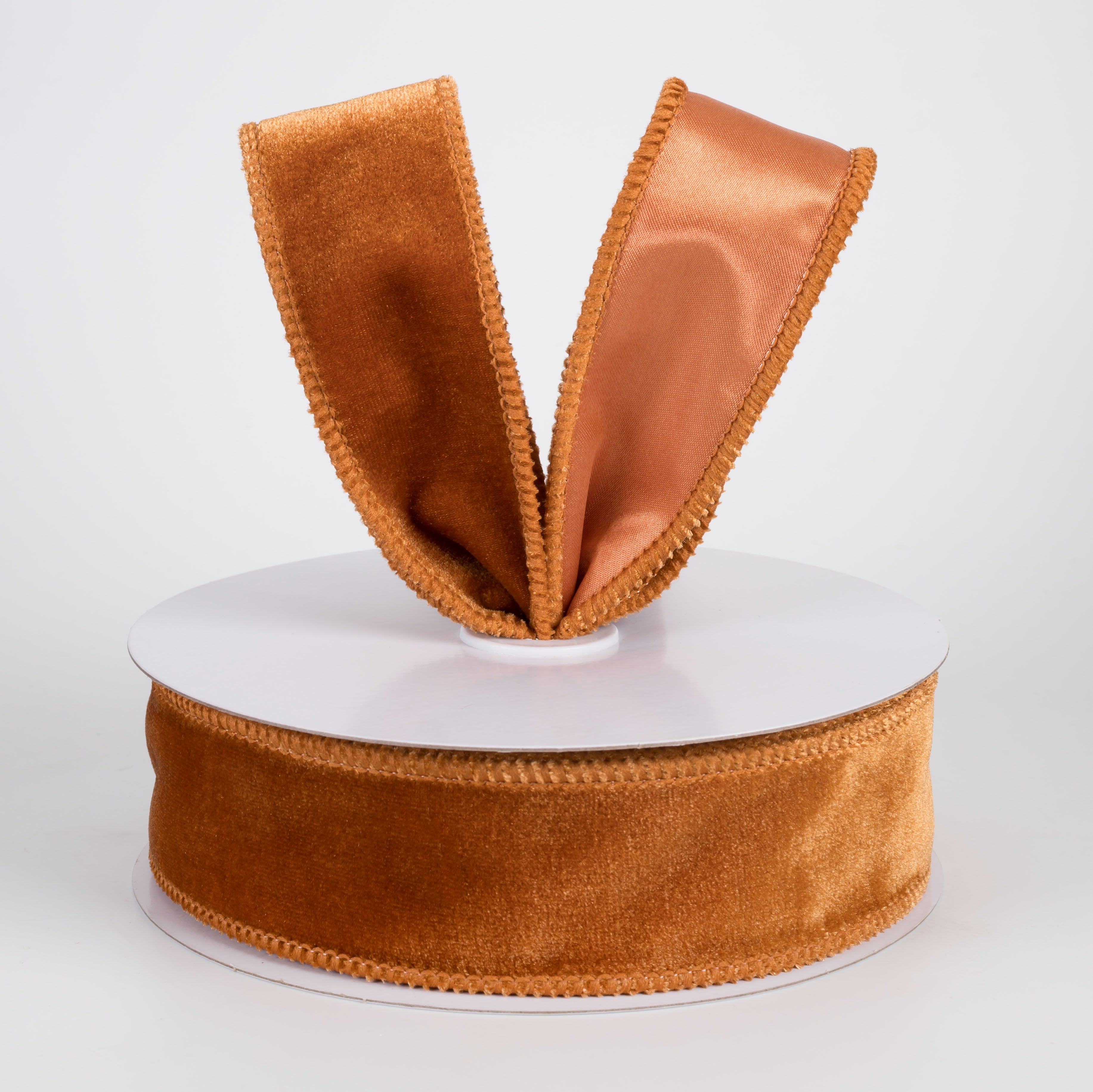 1.5" Deluxe Velvet Satin Backing Ribbon: Burnt Sienna (10 Yards) Lifestyle Photo