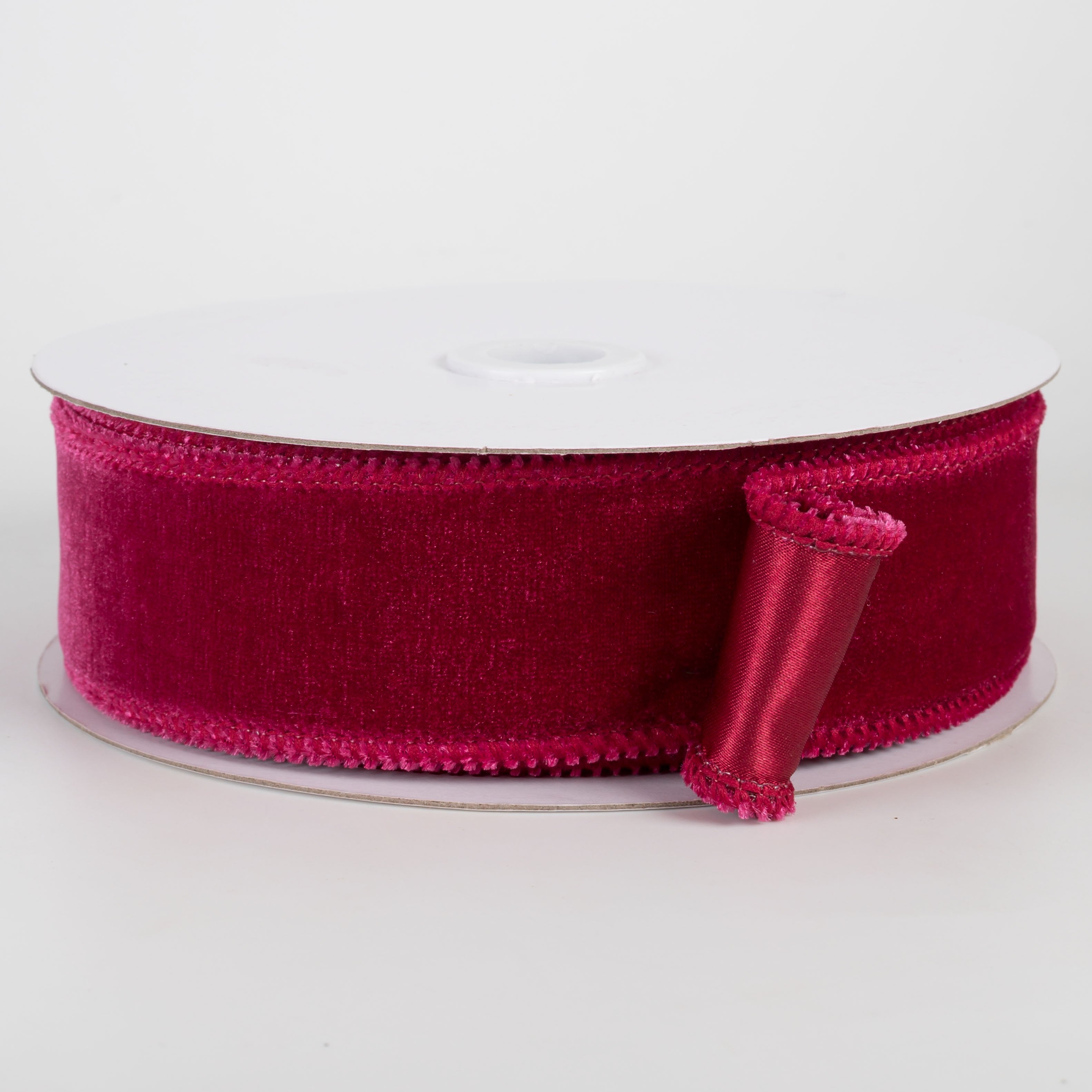 1.5" Deluxe Velvet Satin Backing Ribbon: Cranberry Red (10 Yards) Item Number: RGE165857