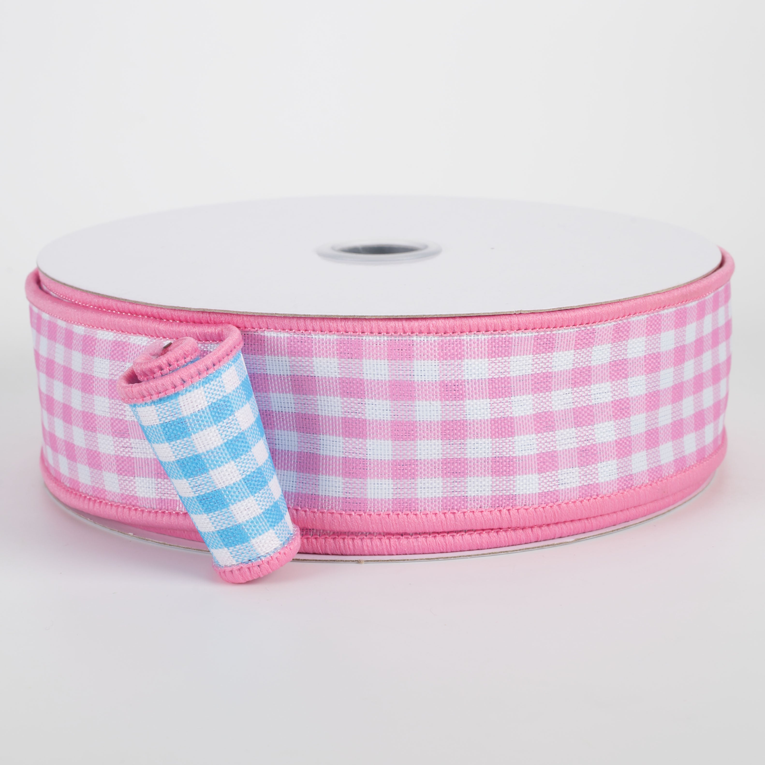 1.5" Double Sided Gingham Check Ribbon: Pink & Blue (10 Yards) Item Number: RGV0030E7