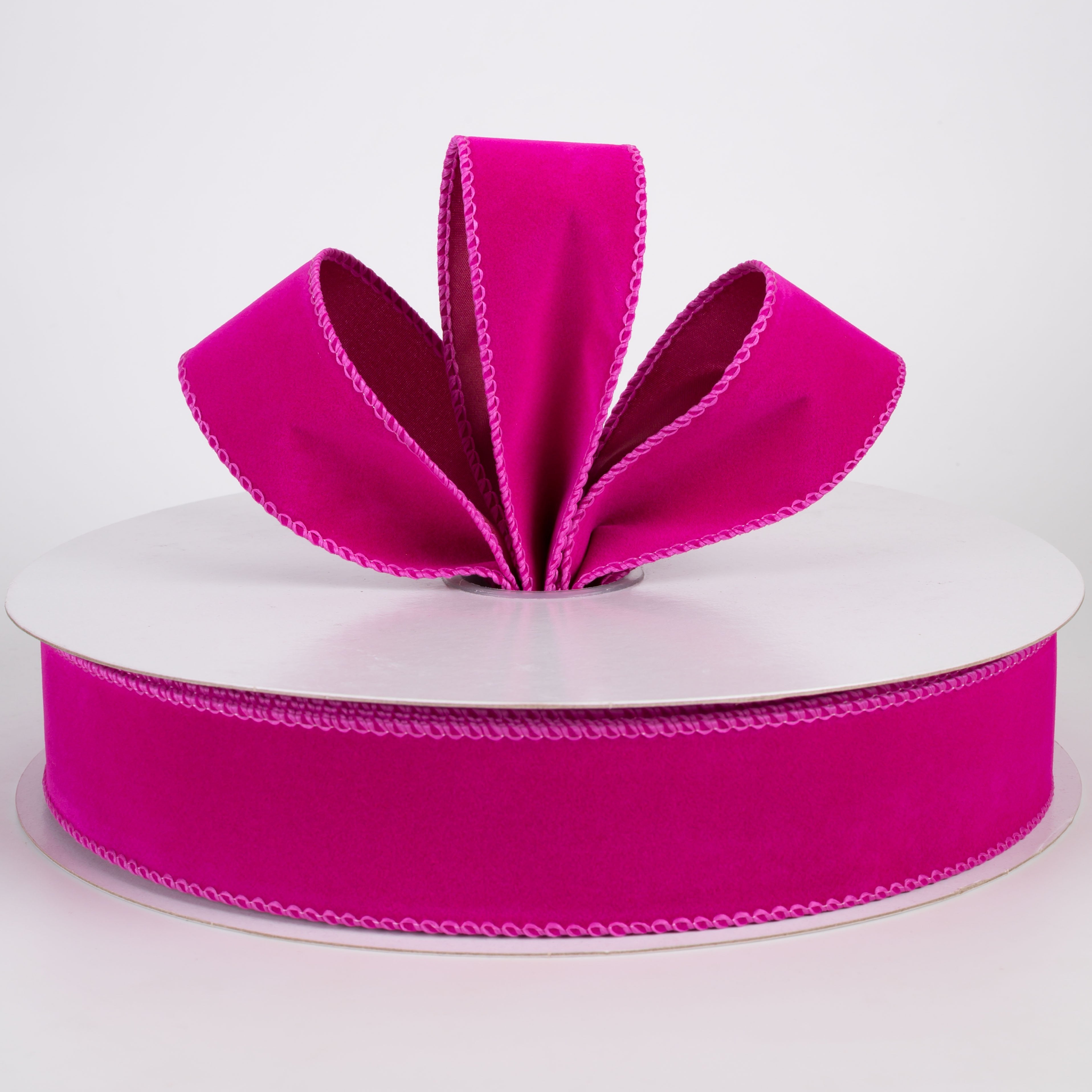1.5" Flat Velvet Ribbon: Fuchsia Hot Pink (50 Yards) Lifestyle Photo