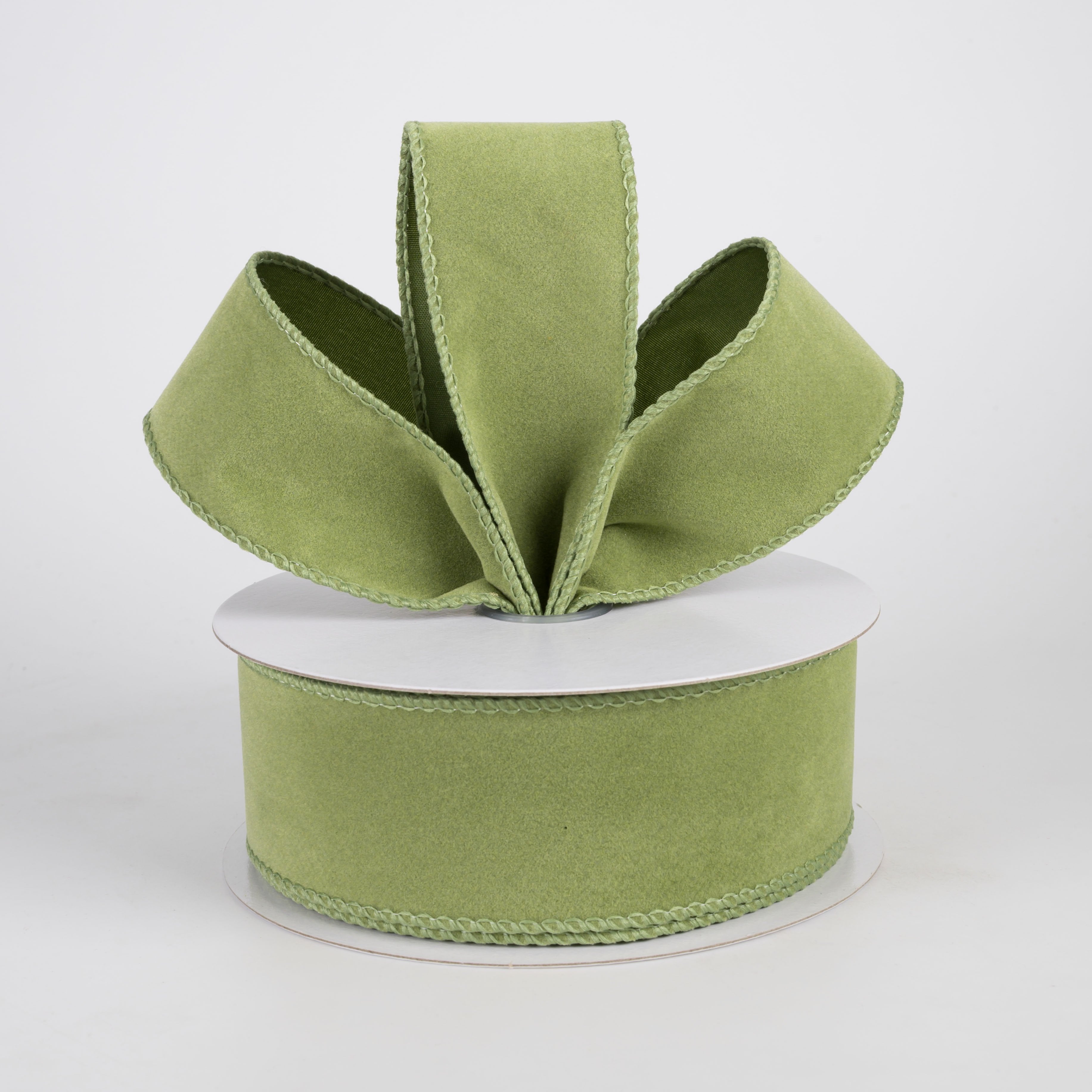 1.5" Flat Velvet Ribbon: Sage Green (10 Yards) Lifestyle Photo