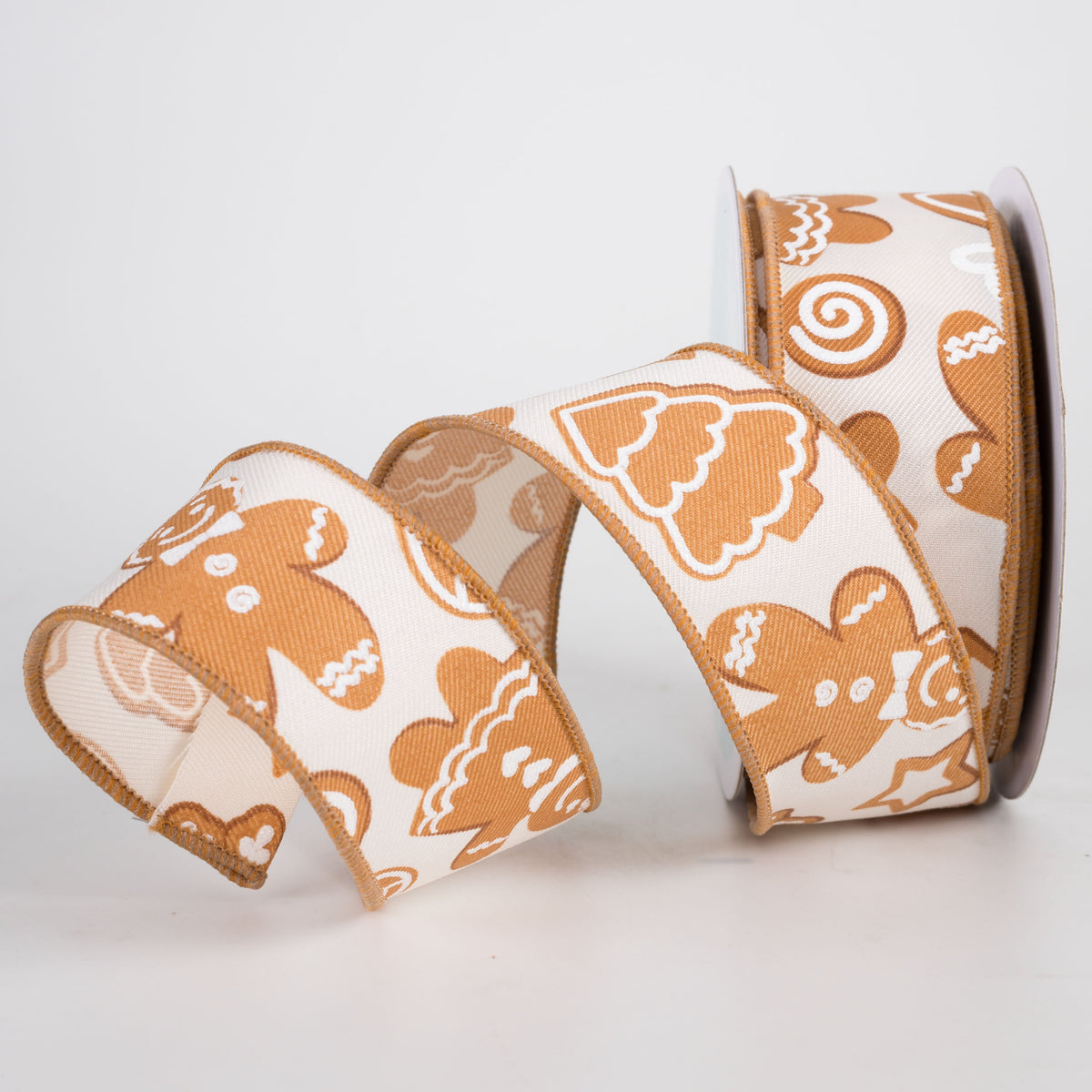 1.5" Gingerbread Cookies Ribbon: Ivory (10 Yards) Lifestyle Photo