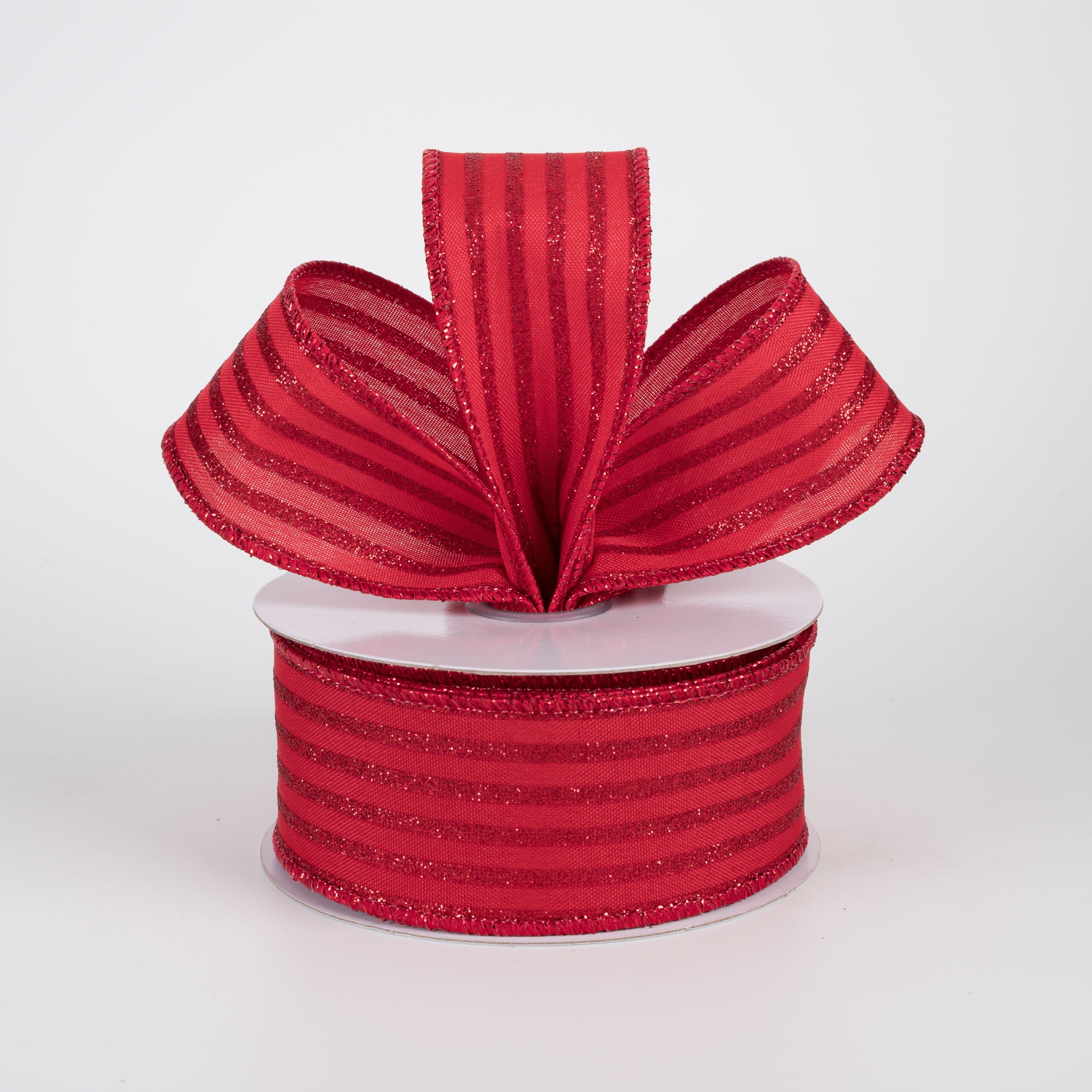 1.5" Glitter Vertical Stripe Ribbon: Red (10 Yards) Lifestyle Photo