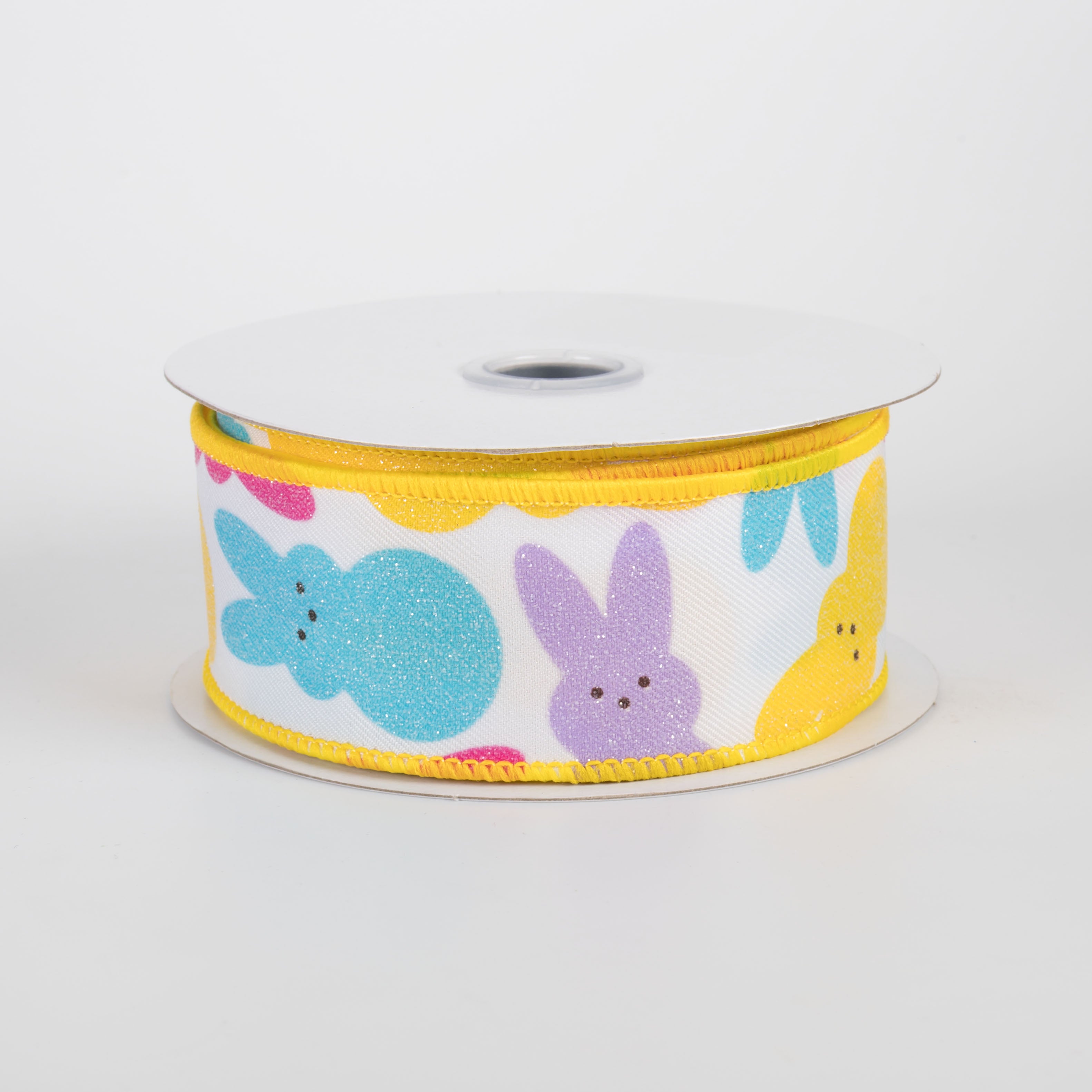 1.5" Glittered Marshmallow Sugar Bunnies Ribbon: Bright Pastels (10 Yards) Item Number: RGH115527