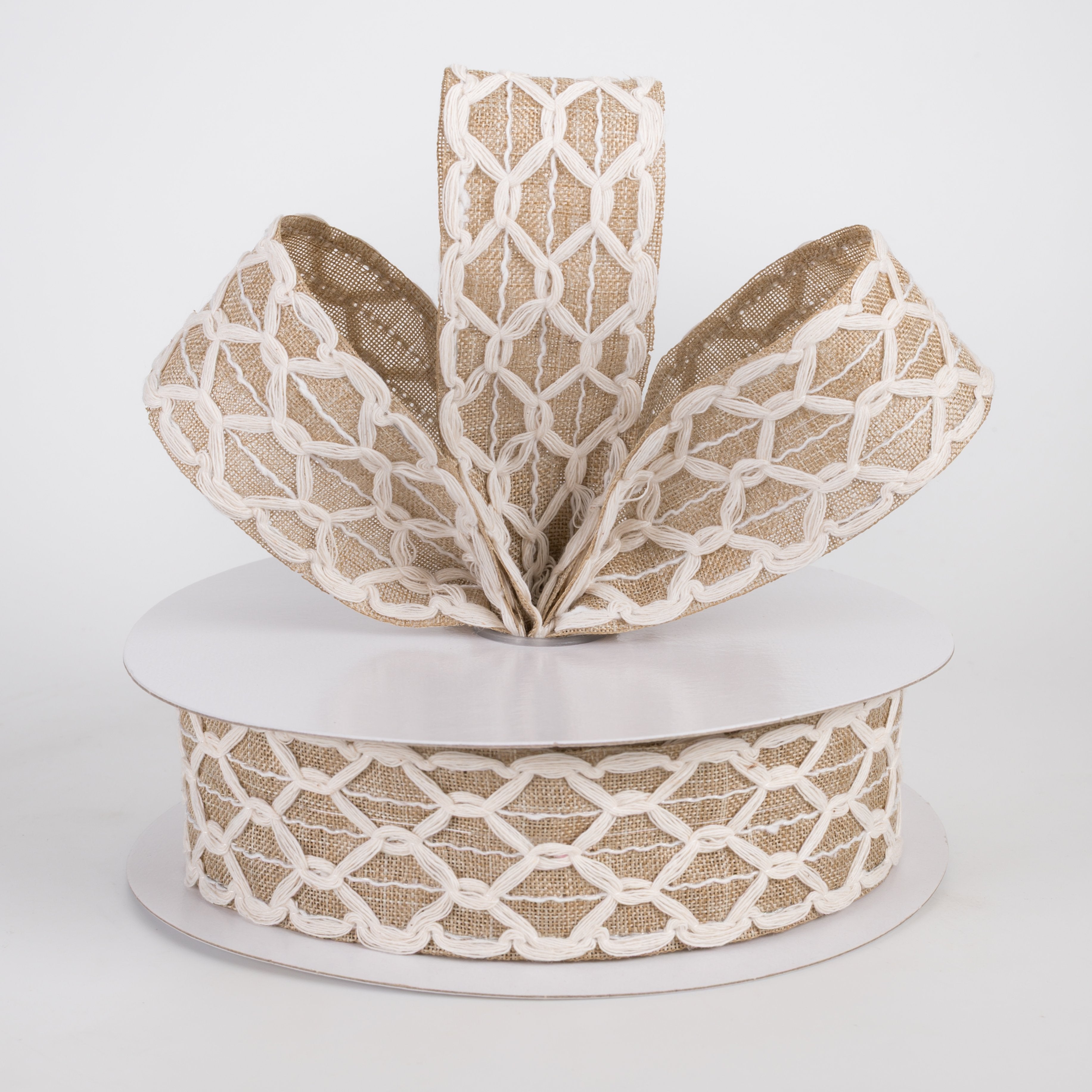 1.5" Ivory Scalloped Weave on Linen Ribbon: Natural (10 Yards) Lifestyle Photo