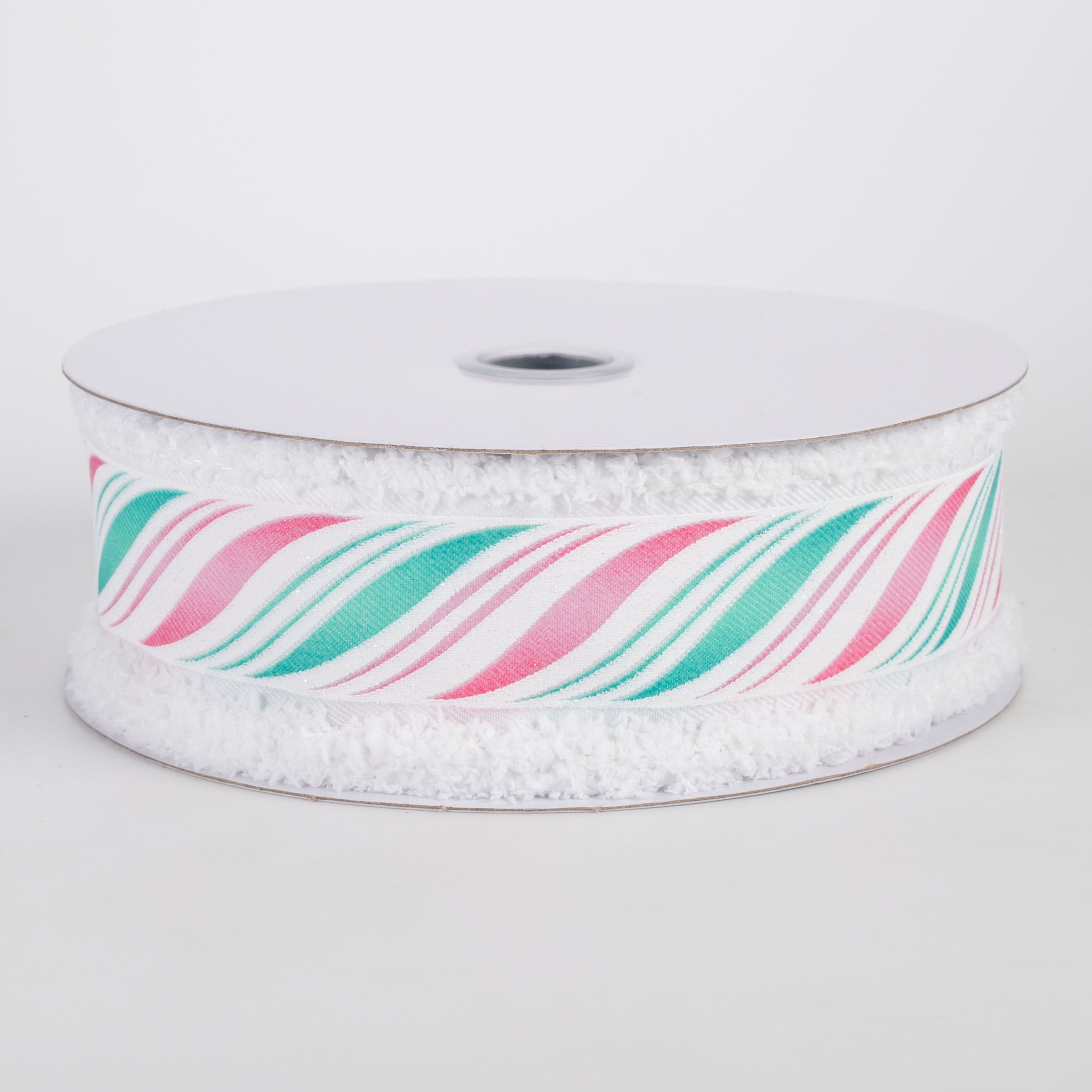1.5" Peppermint Candy Cane Twist Drift Edge Ribbon: Pink & Mint (10 Yards) Item Number: RGC8289WT
