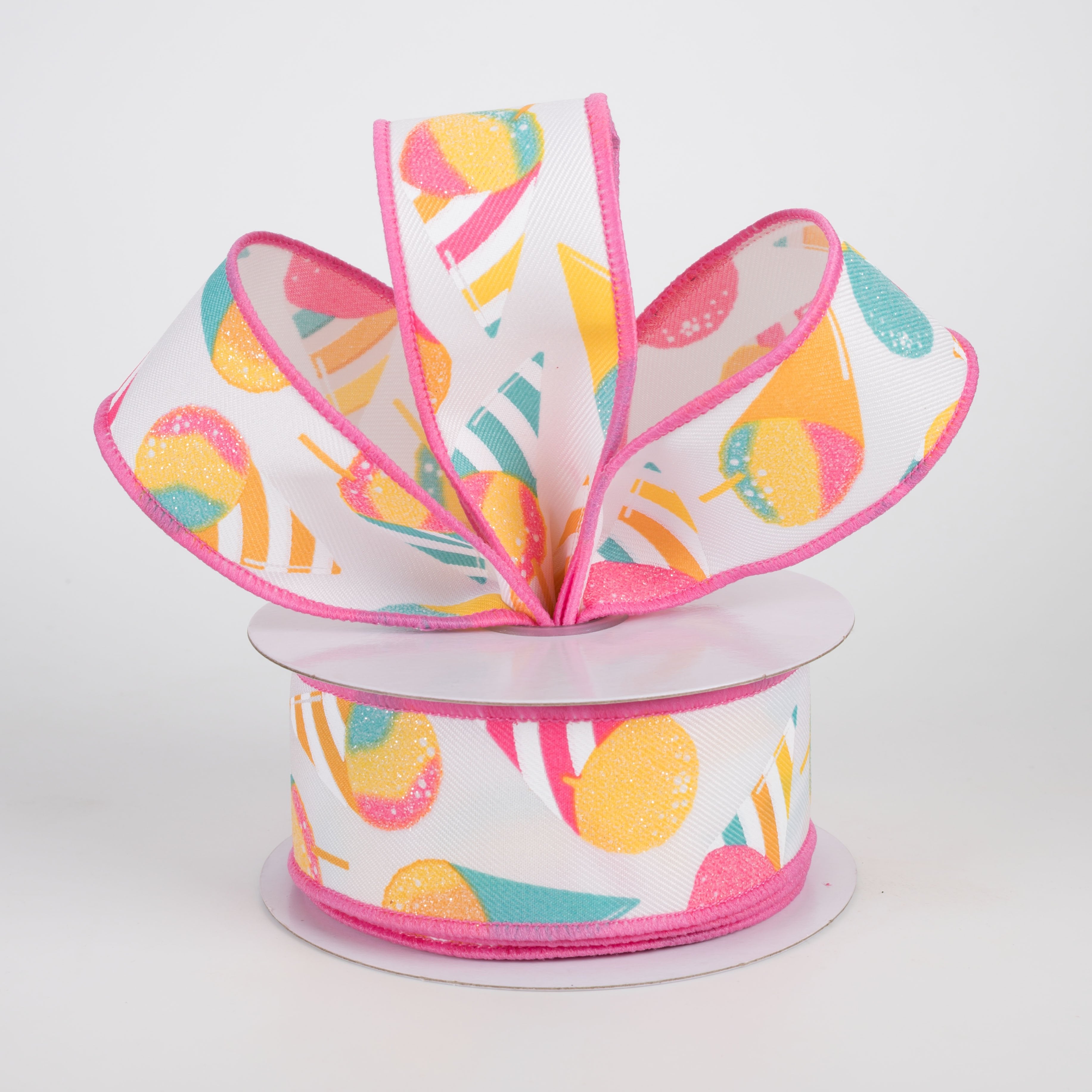 1.5" Snow Cones Ribbon: Pink & Blue on White (10 Yards) Lifestyle Photo