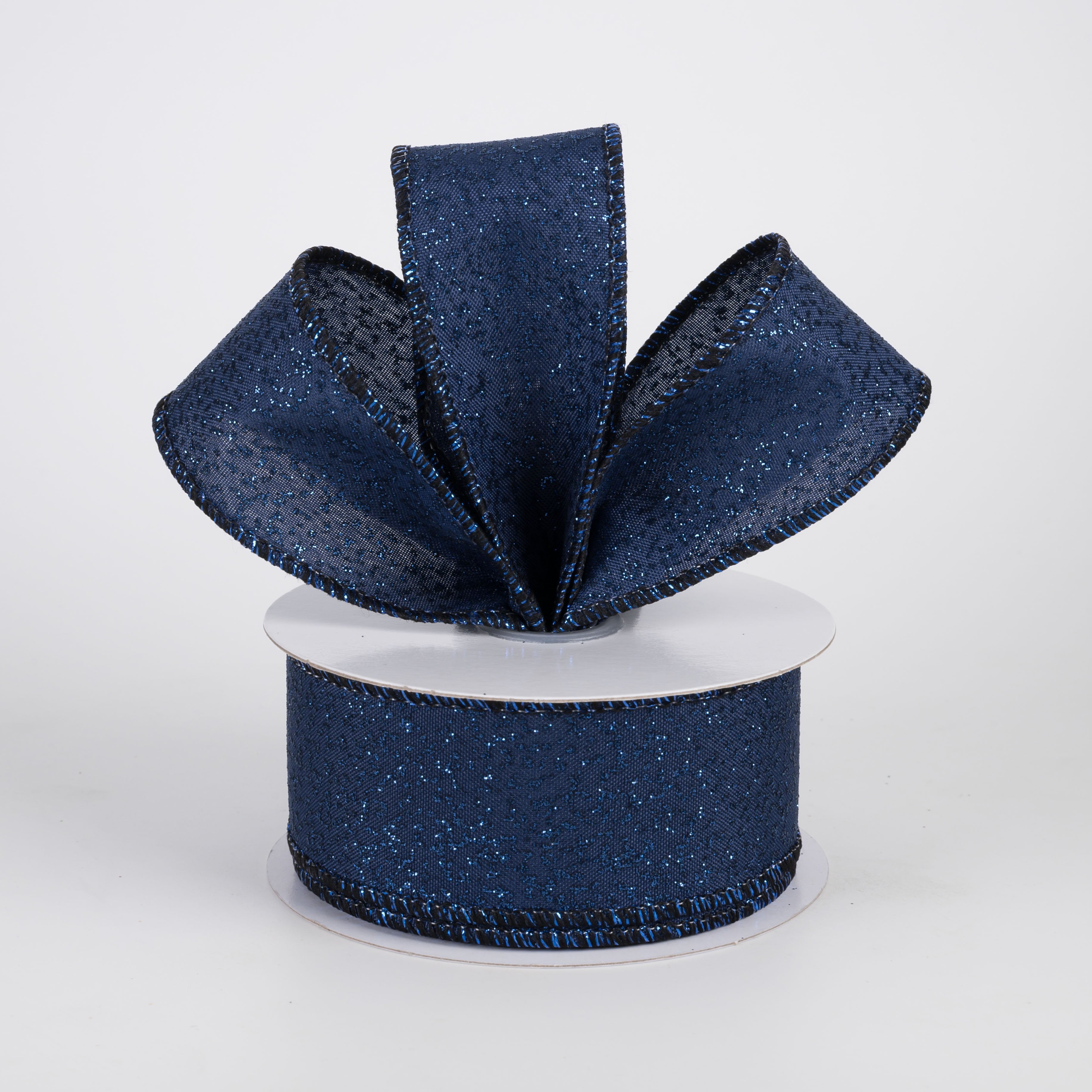 1.5" Speckled Glitter Canvas Ribbon: Navy Blue (10 Yards) Lifestyle Photo