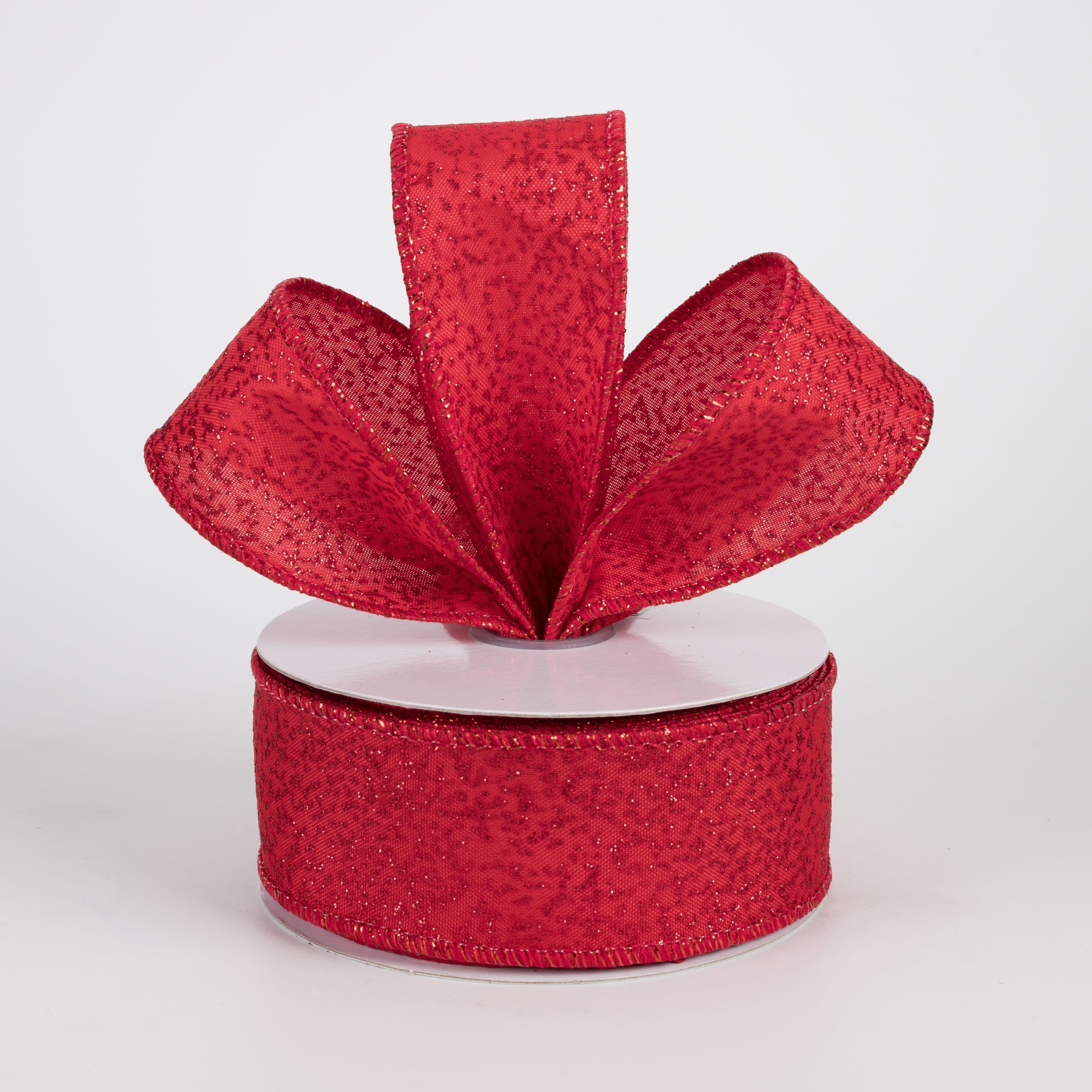 1.5" Speckled Glitter Canvas Ribbon: Red (10 Yards) Lifestyle Photo
