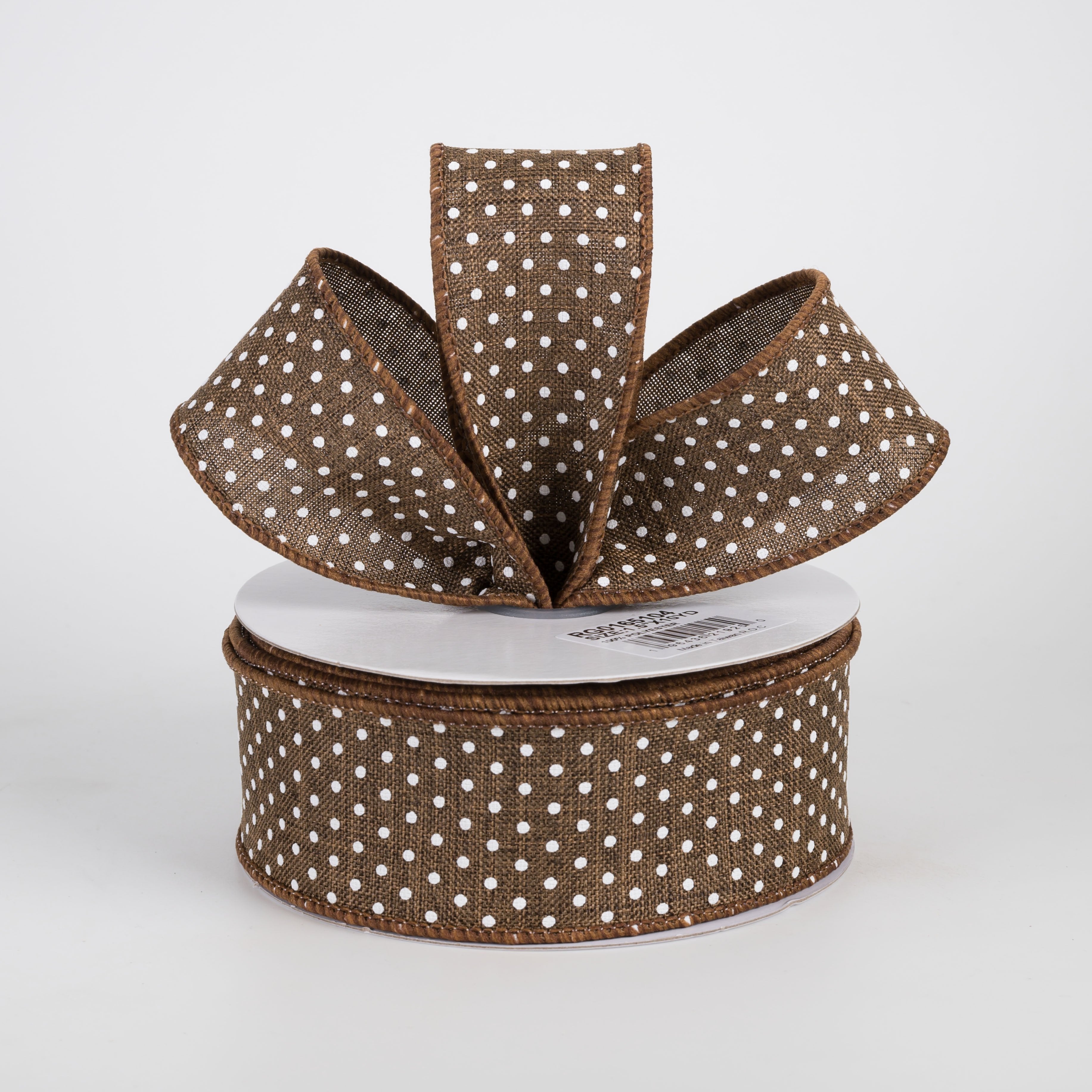 1.5" Swiss Dots Ribbon: Brown & White (10 Yards) Lifestyle Photo