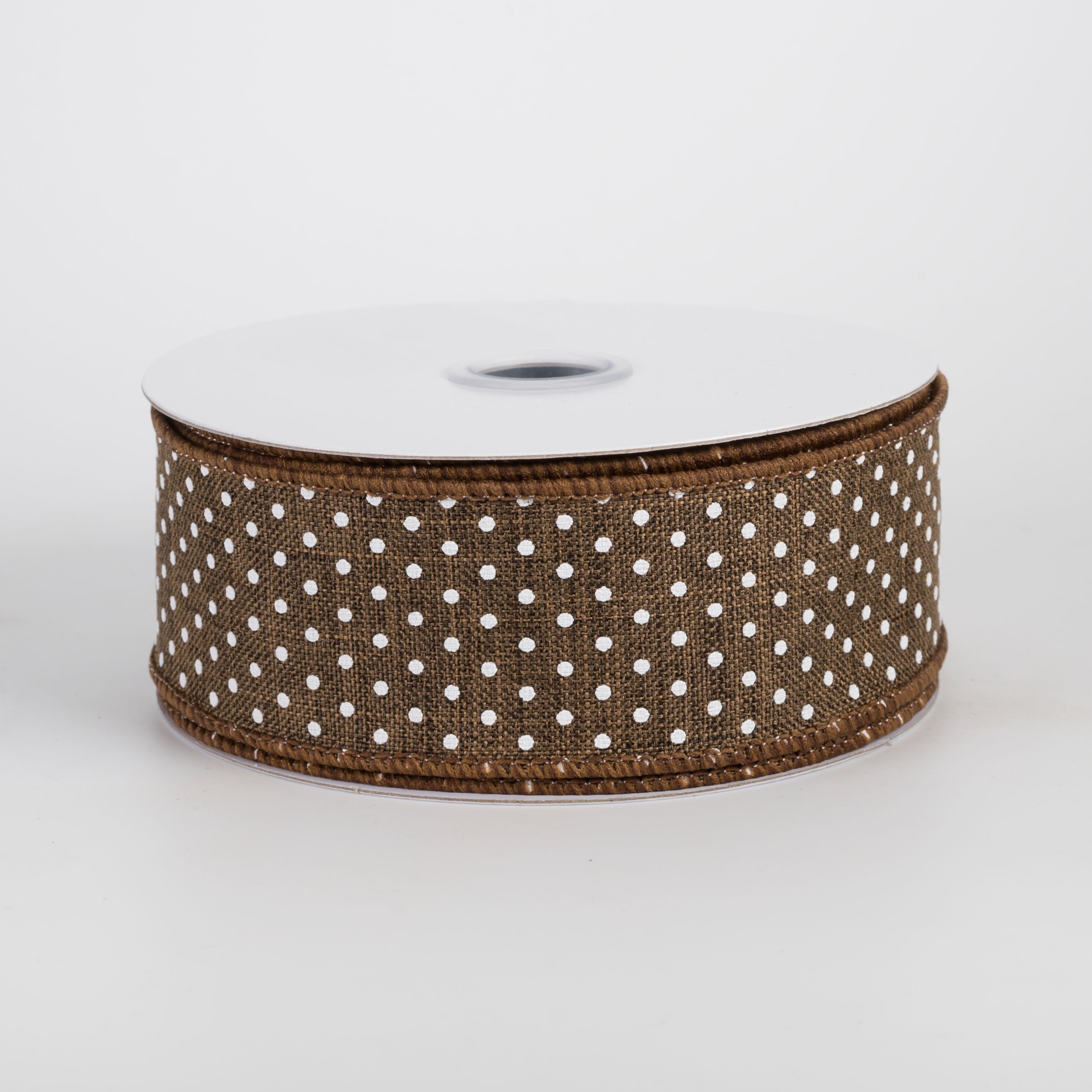 1.5" Swiss Dots Ribbon: Brown & White (10 Yards) Item Number: RG0165104