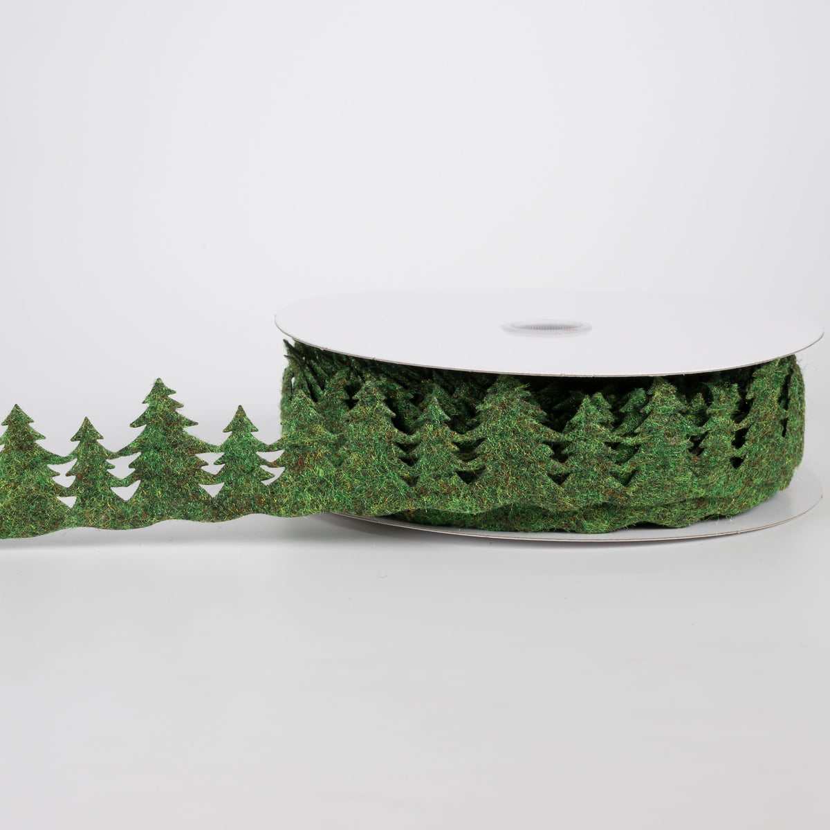 1.5" Unwired Felt Christmas Trees Cutout Ribbon: Green (10 Yards) Item Number: 76597-09-17