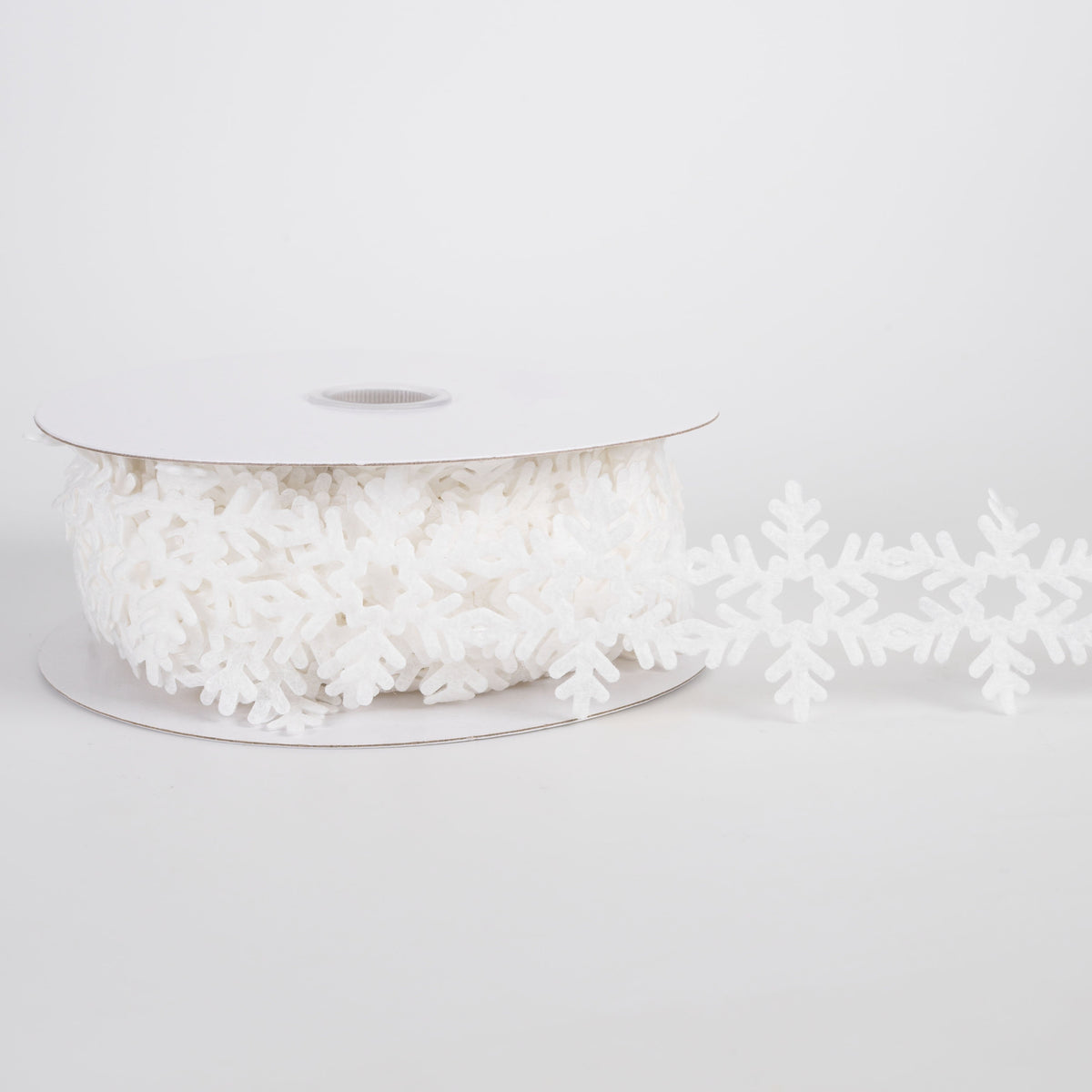1.5" Unwired Felt Snowflake Cutout Ribbon: White (10 Yards) Item Number: 76598-09-01
