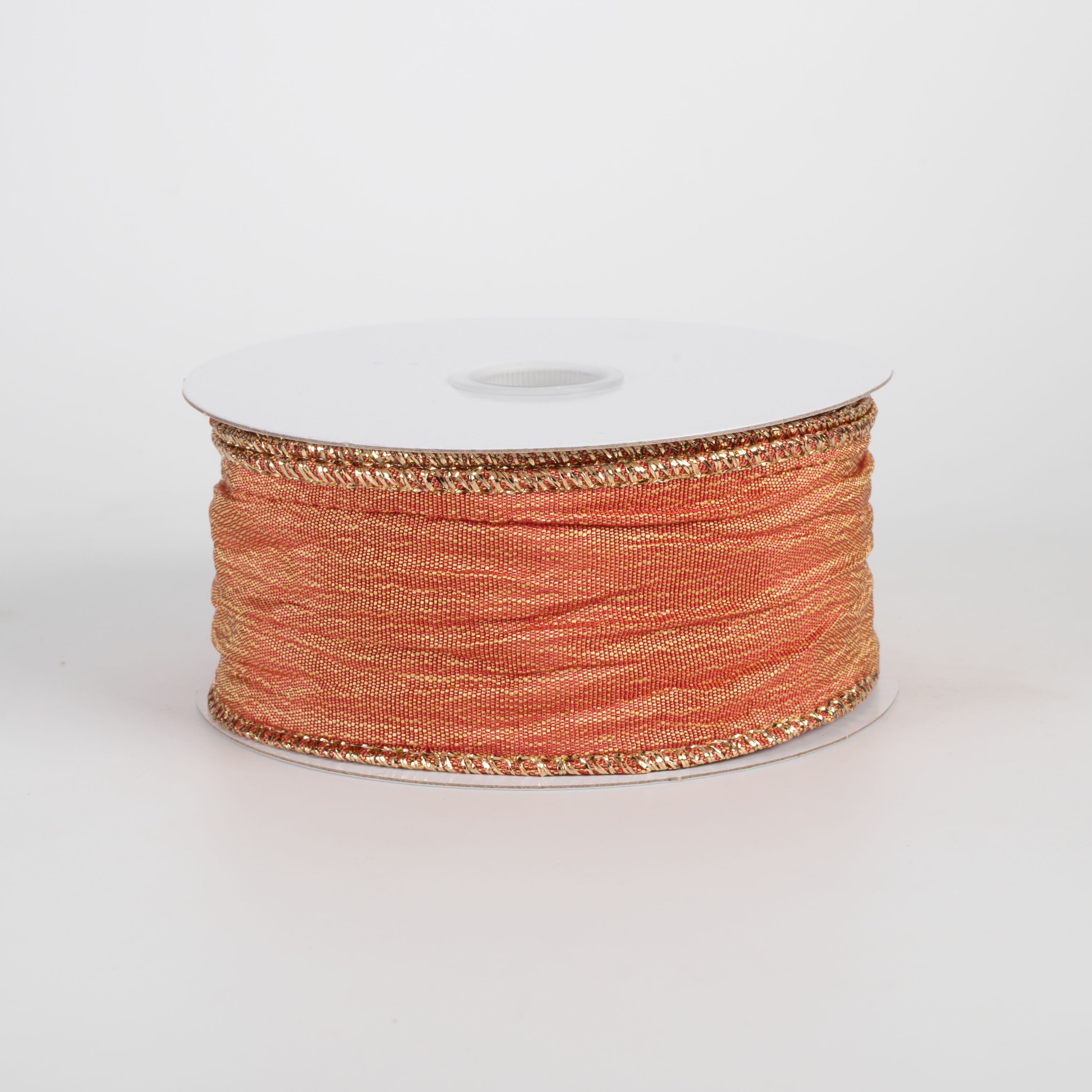 1.5" Vertical Wrinkle Metallic Satin Ribbon: Rust Orange (10 Yards) Item Number: 61608-09-19