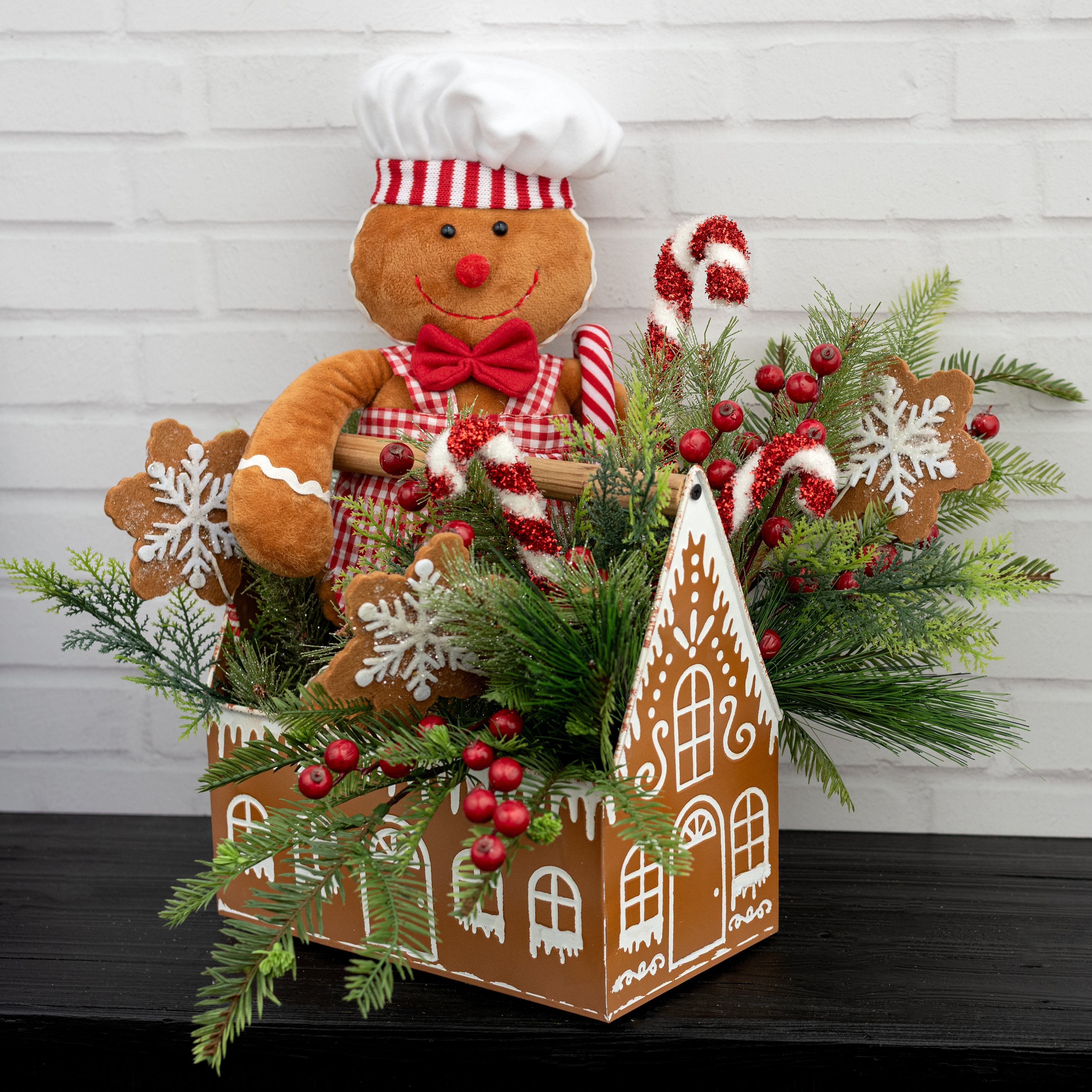10" x 5.5" Tin Gingerbread House Planter Lifestyle Photo