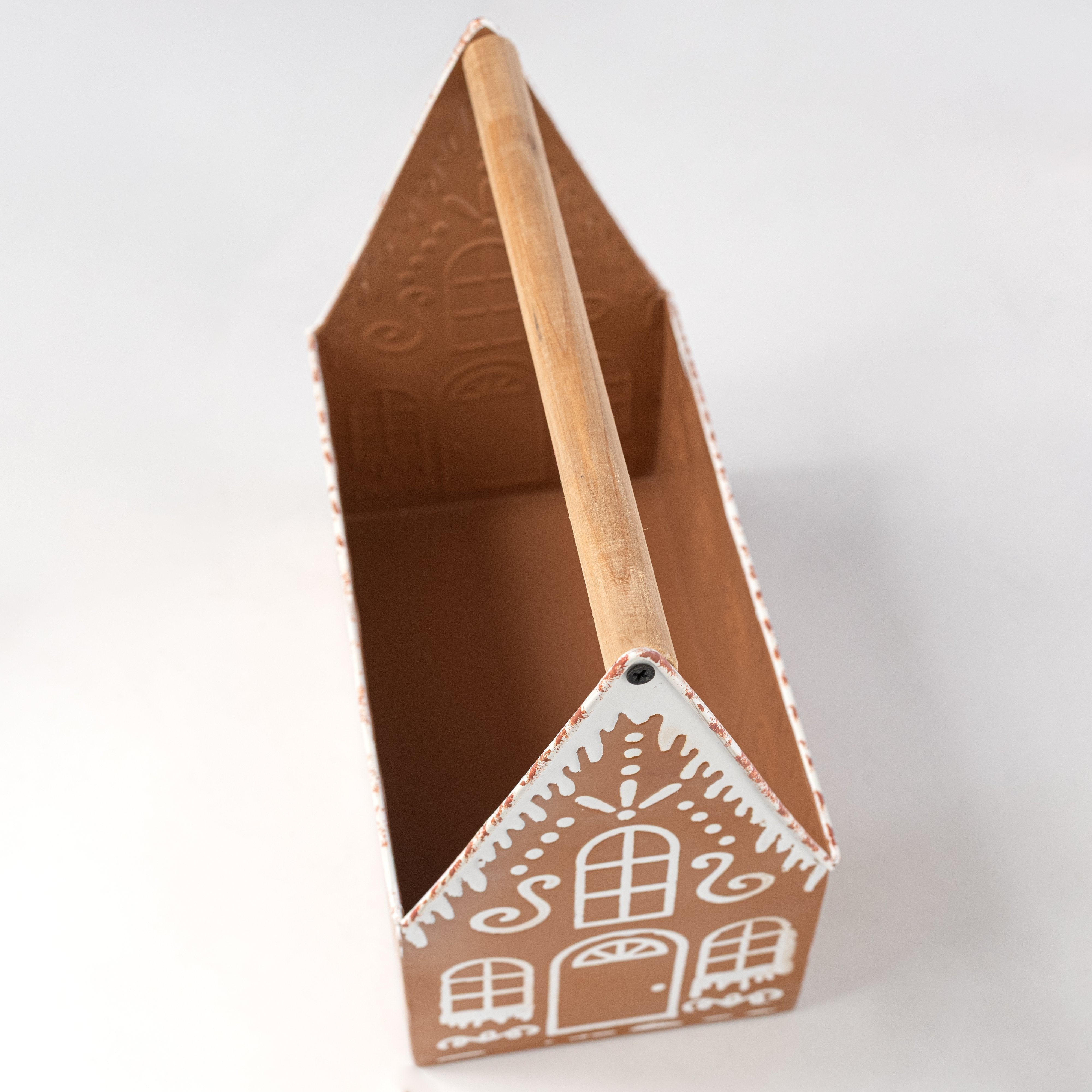 10" x 5.5" Tin Gingerbread House Planter detail photo 5