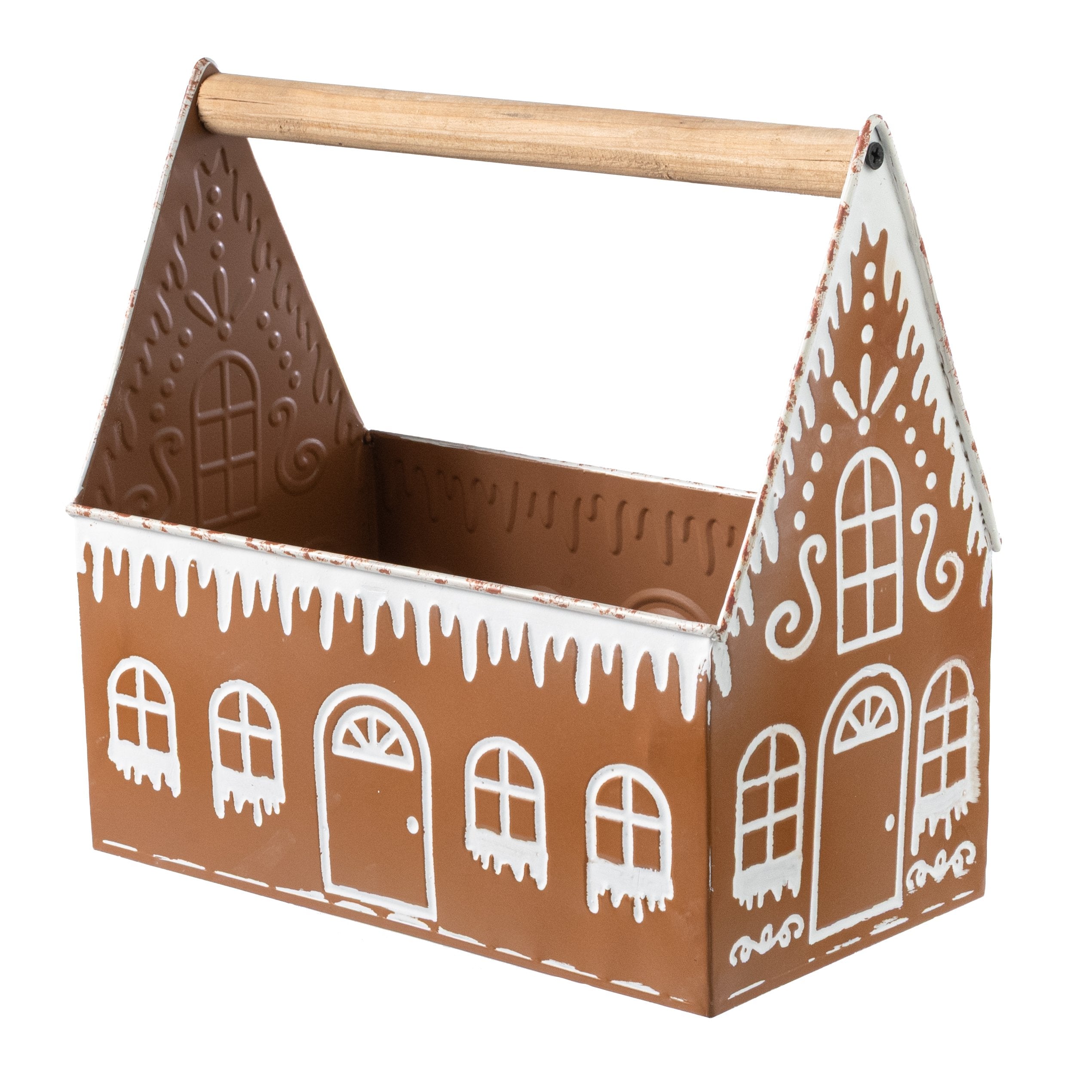 10" x 5.5" Tin Gingerbread House Planter Item Number: XC0163