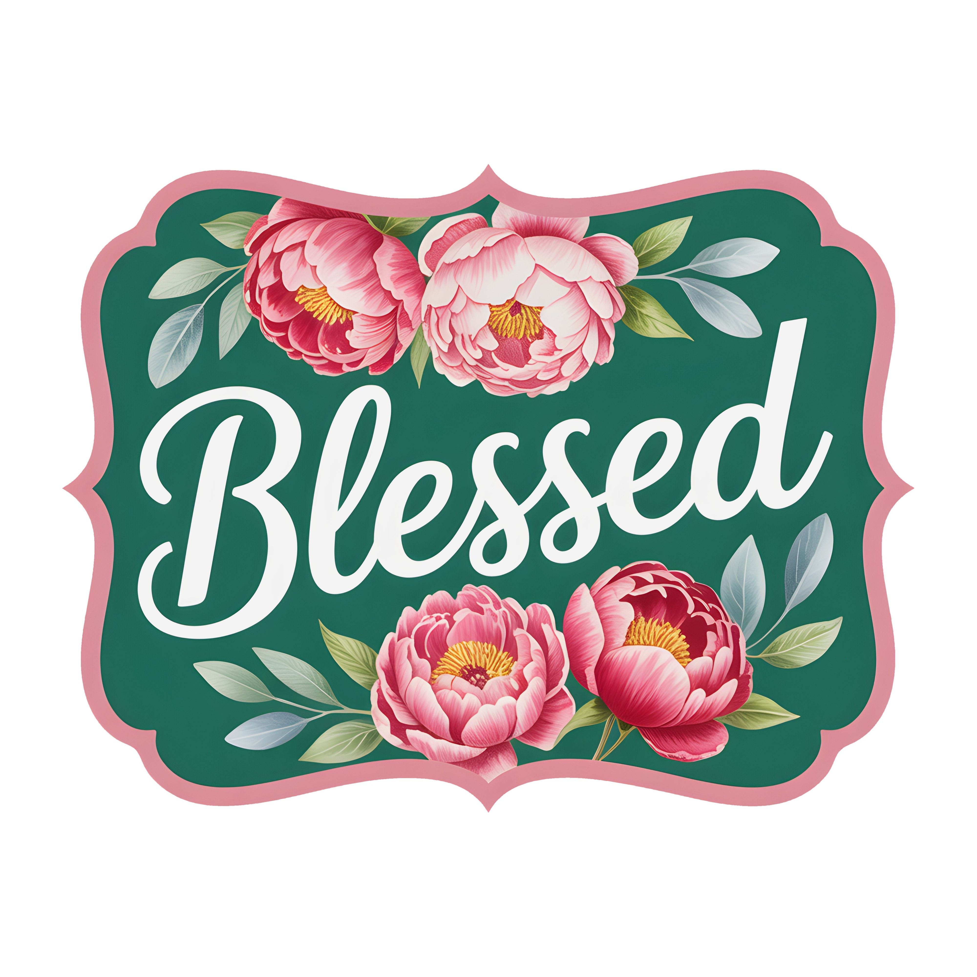 10.5" Bracket Waterproof Sign: Blessed Pink Peonies Item Number: CD1198NH-105