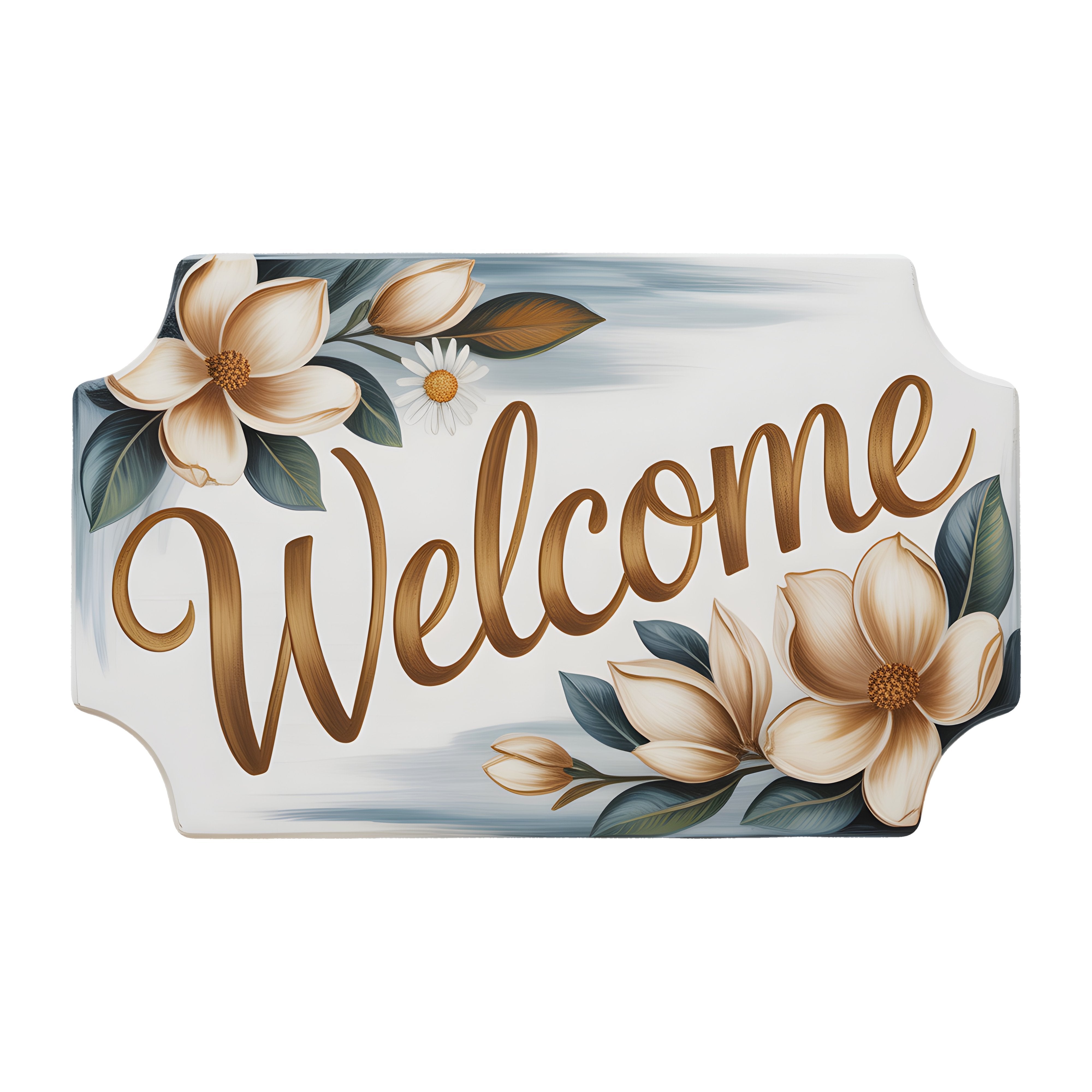 10.5" Bracket Waterproof Sign: Magnolia Floral Welcome Item Number: CD1369NH-105