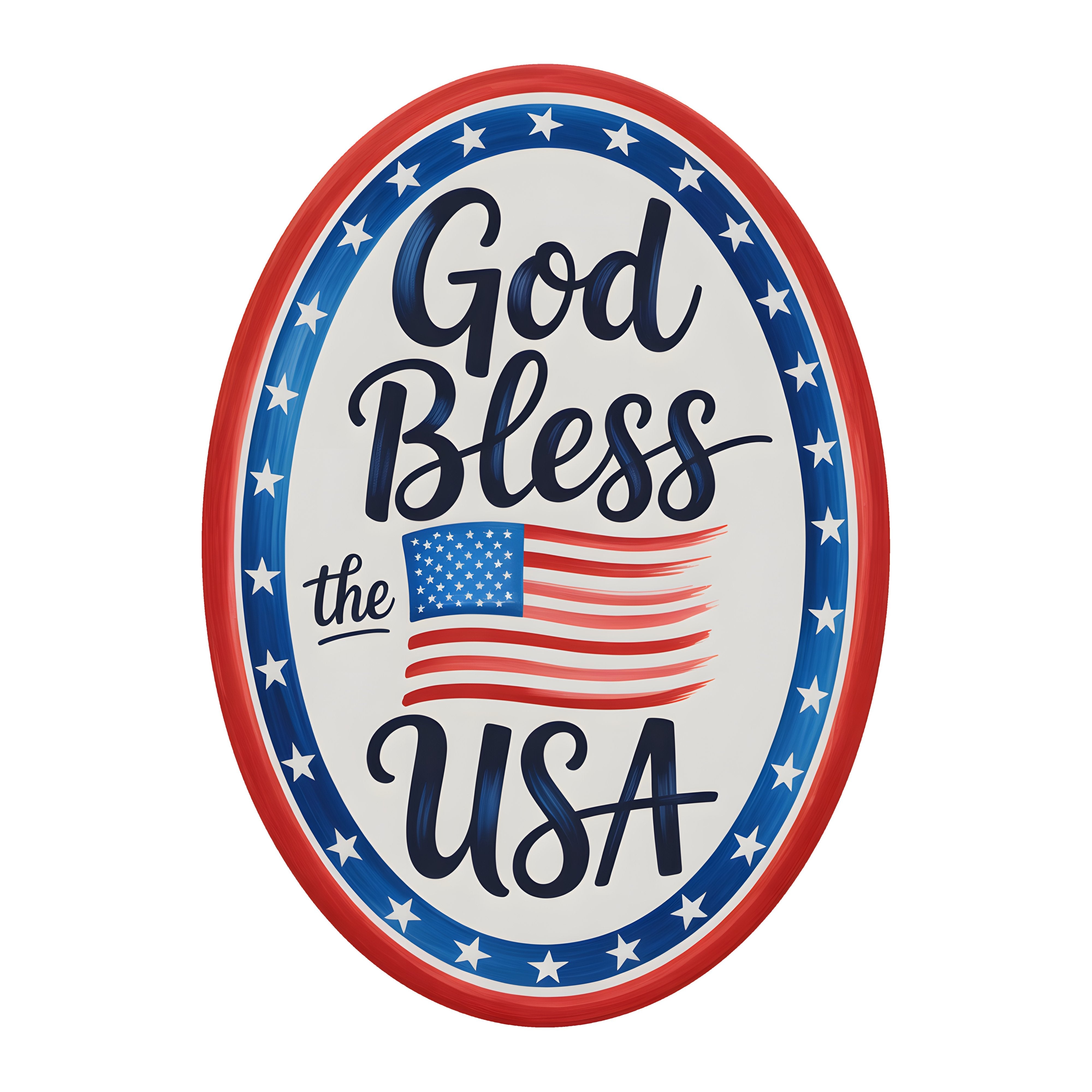 10.5" Oval Waterproof Sign: God Bless the USA Item Number: CD312003NH-105