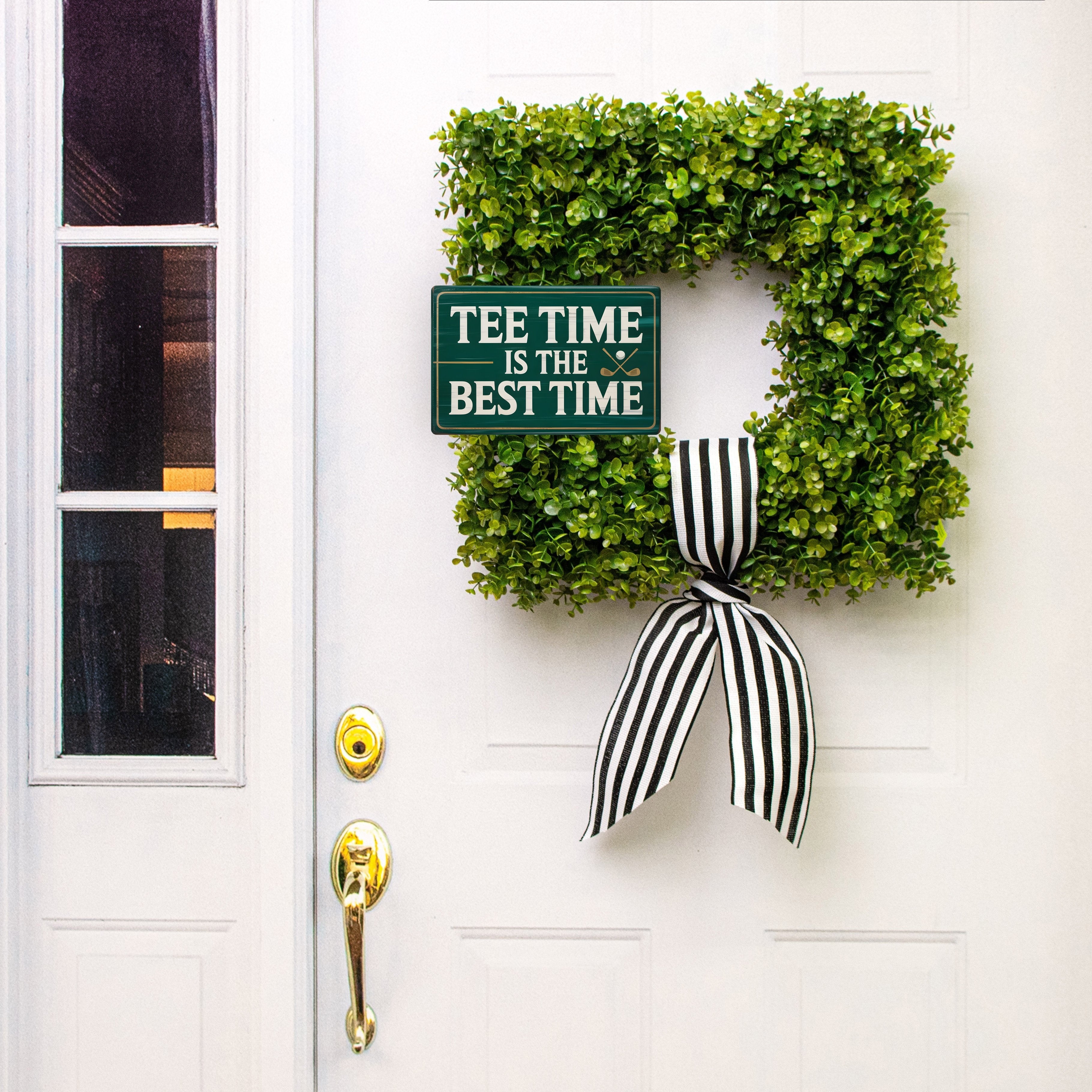10.5" Rectangle Waterproof Sign: Tee Time Golf Lifestyle Photo