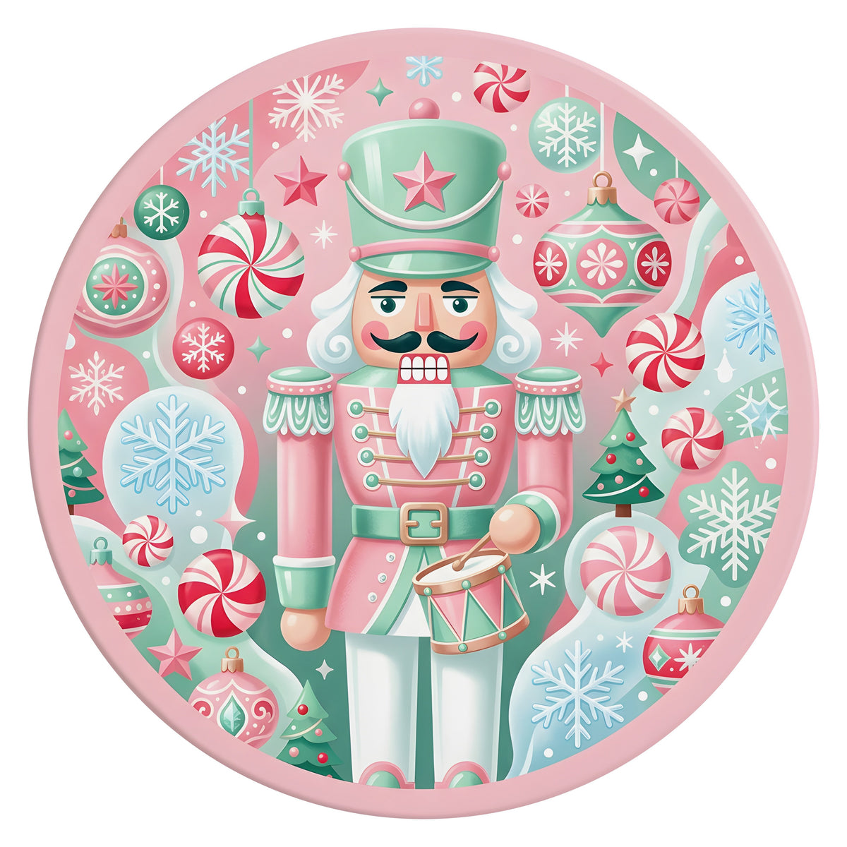 10.5" Round Waterproof Accent: Pastel Pink and Mint Nutcracker Item Number: CD1473NH-105