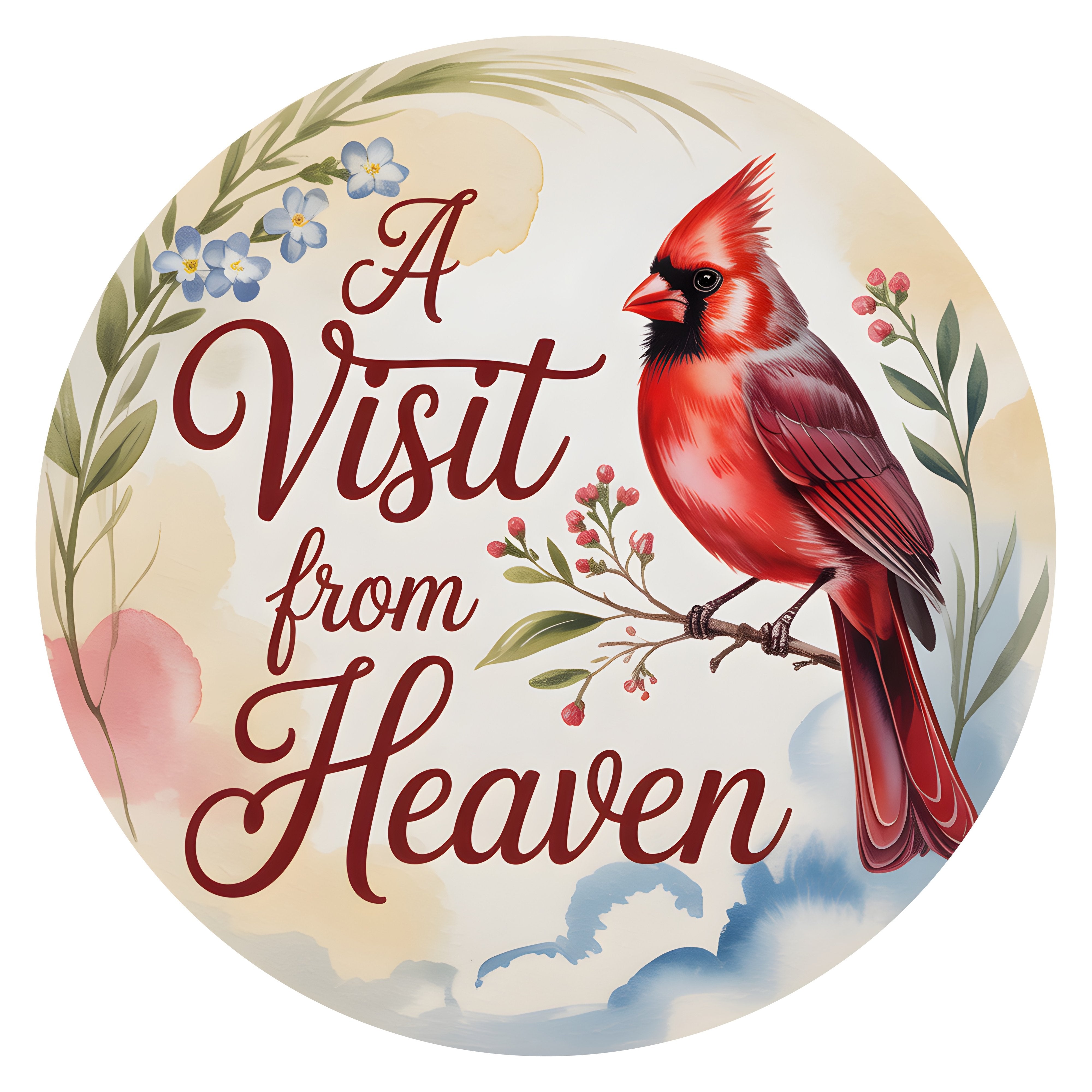 10.5" Round Waterproof Sign: Cardinal Visit From Heaven Memorial Item Number: CD1425NH-105