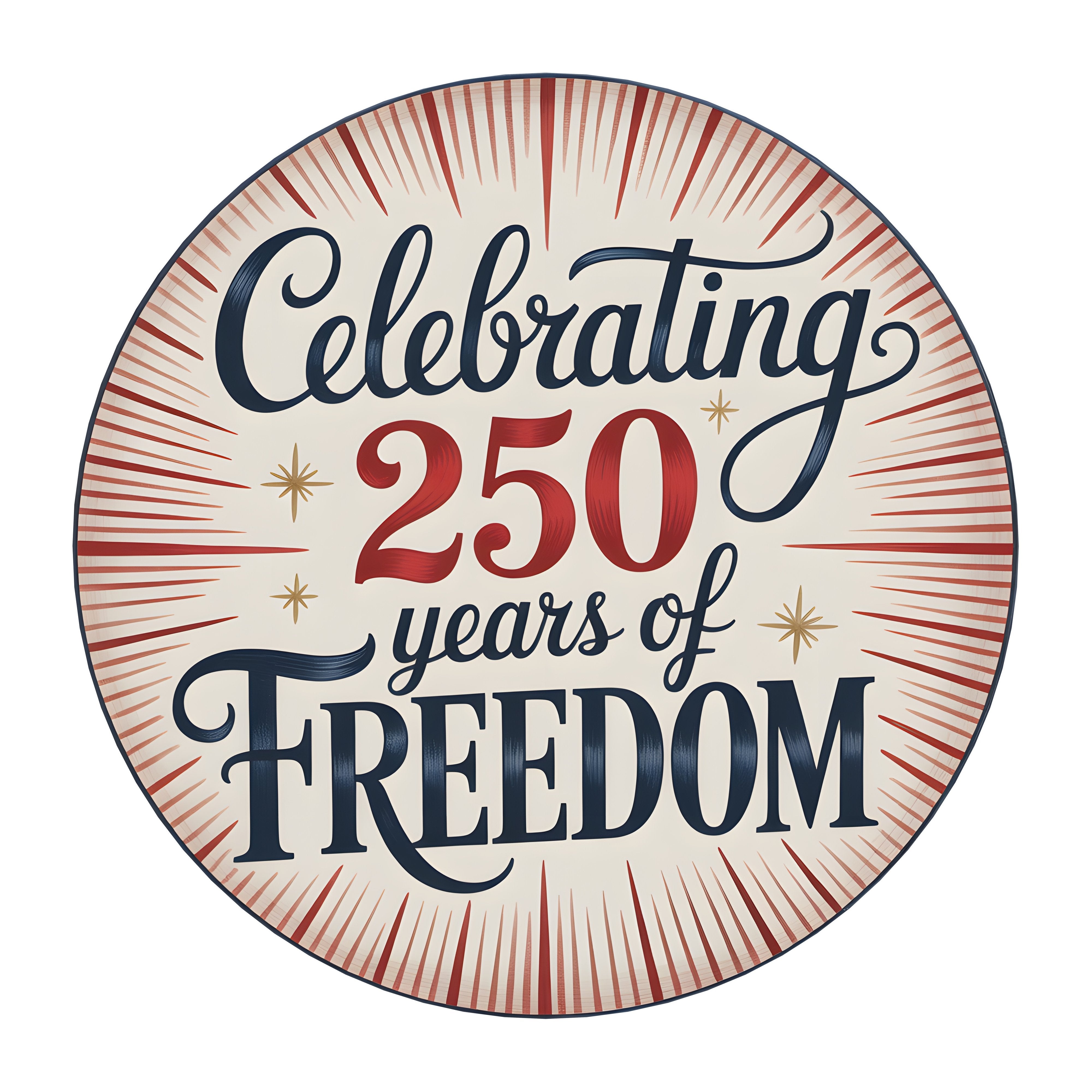 10.5" Round Waterproof Sign: Celebrating 250 Years of Freedom Item Number: CD1247NH-105