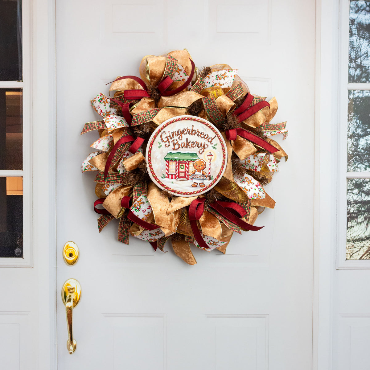 10.5" Round Waterproof Sign: Gingerbread Bakery Storefront Baker detail photo 4