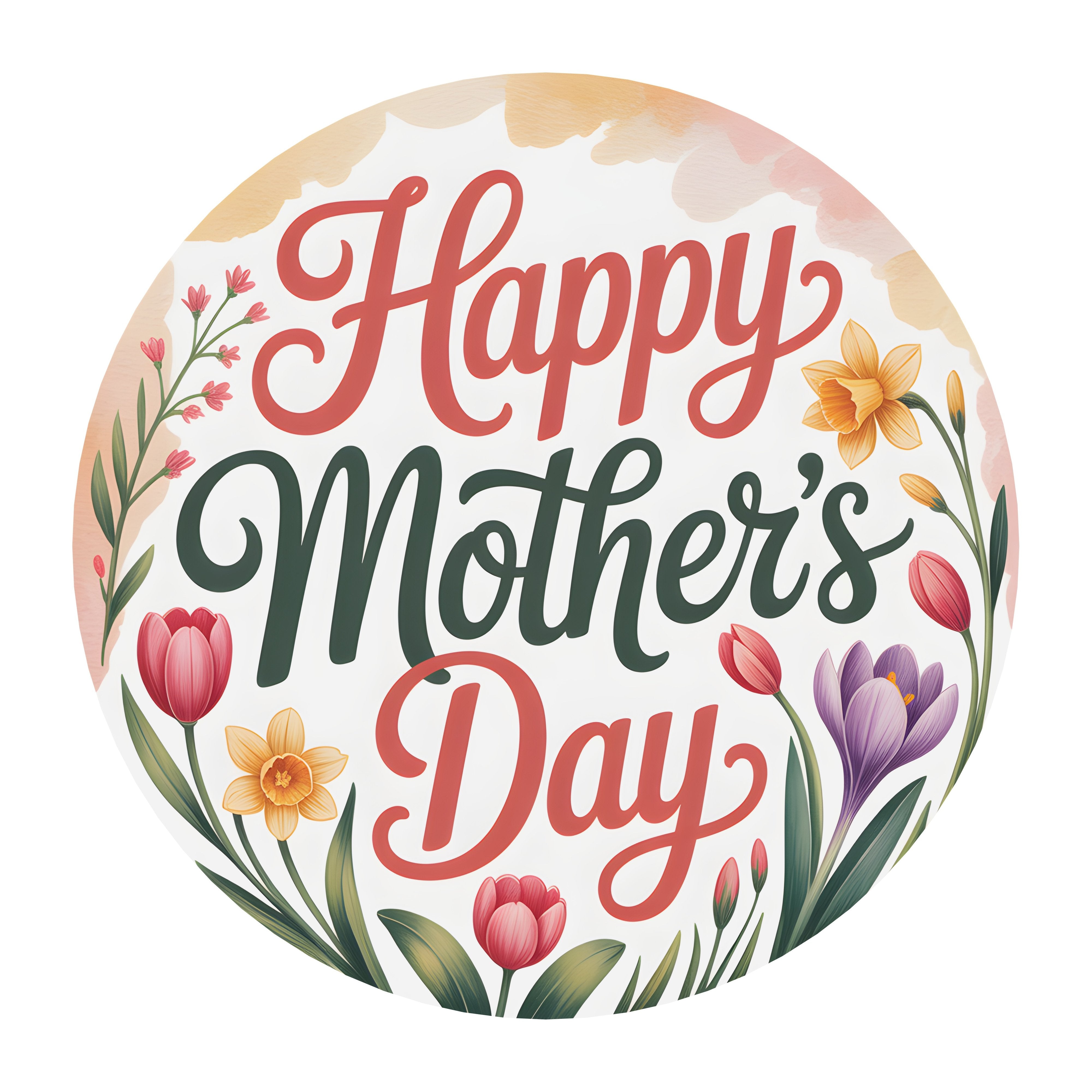 10.5" Round Waterproof Sign: Happy Mother's Day Spring Flowers Item Number: CD1221NH-105