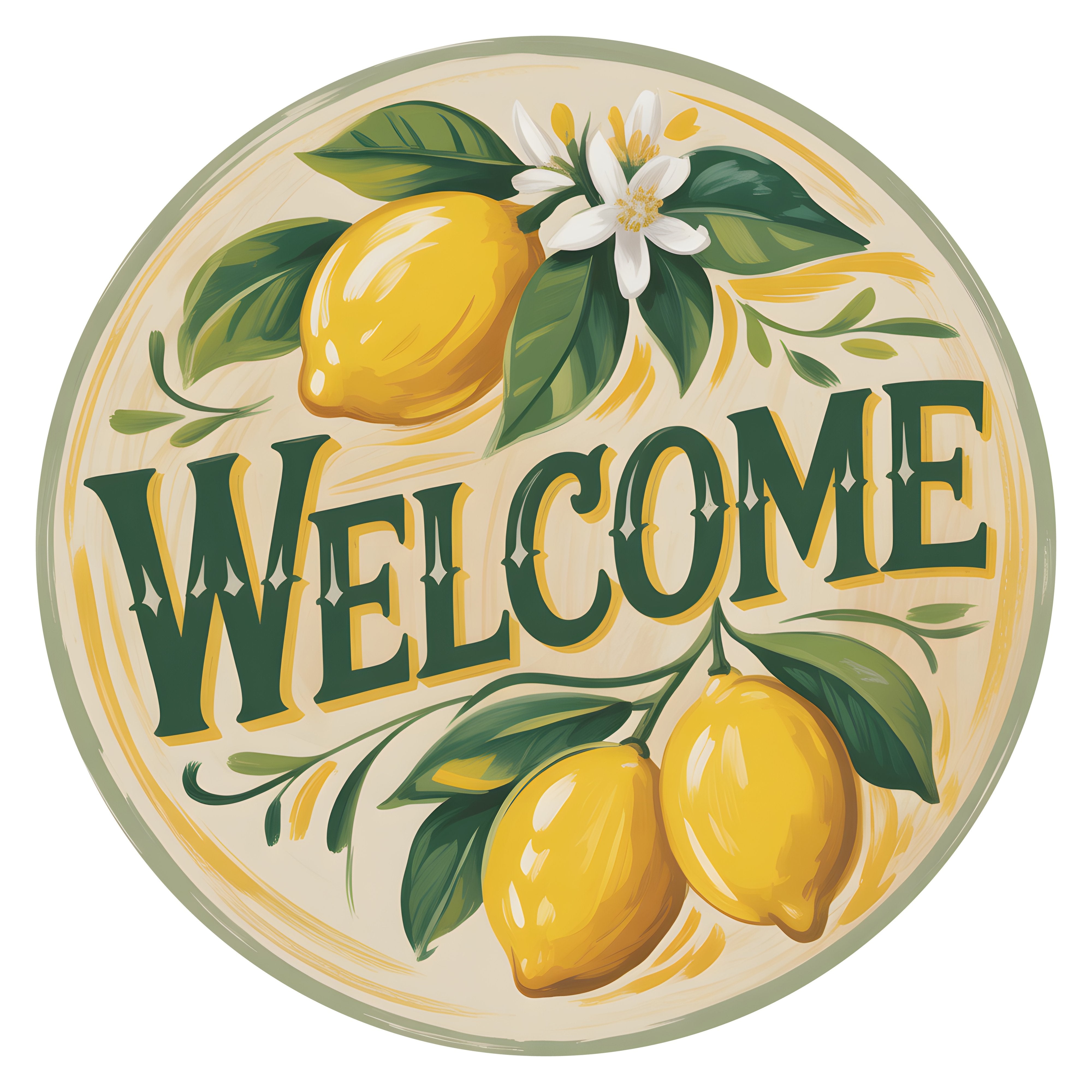 10.5" Round Waterproof Sign: Lemon Branch Welcome Item Number: CD1399NH-105