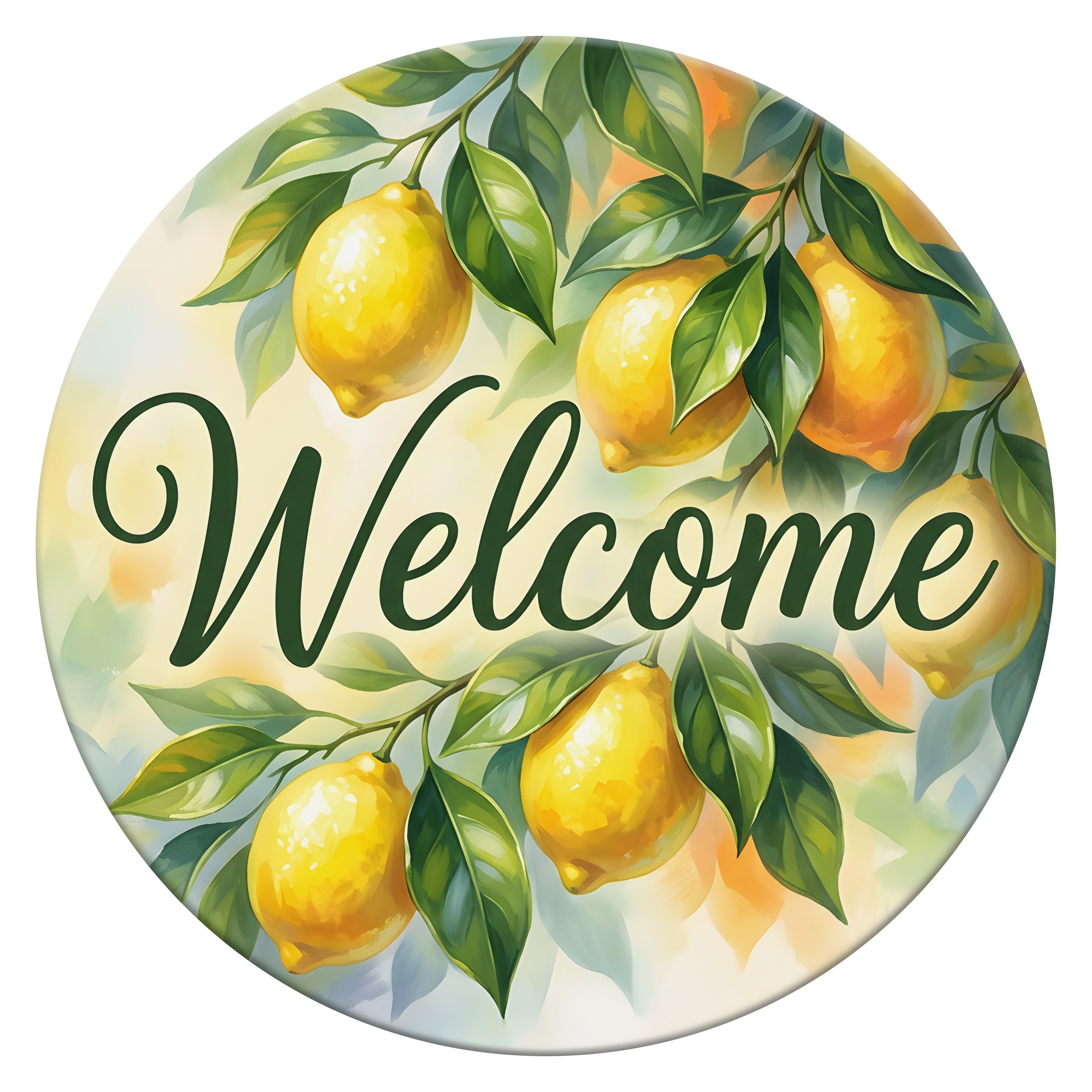 10.5" Round Waterproof Sign: Lemon Tree Welcome Item Number: CD1400NH-105