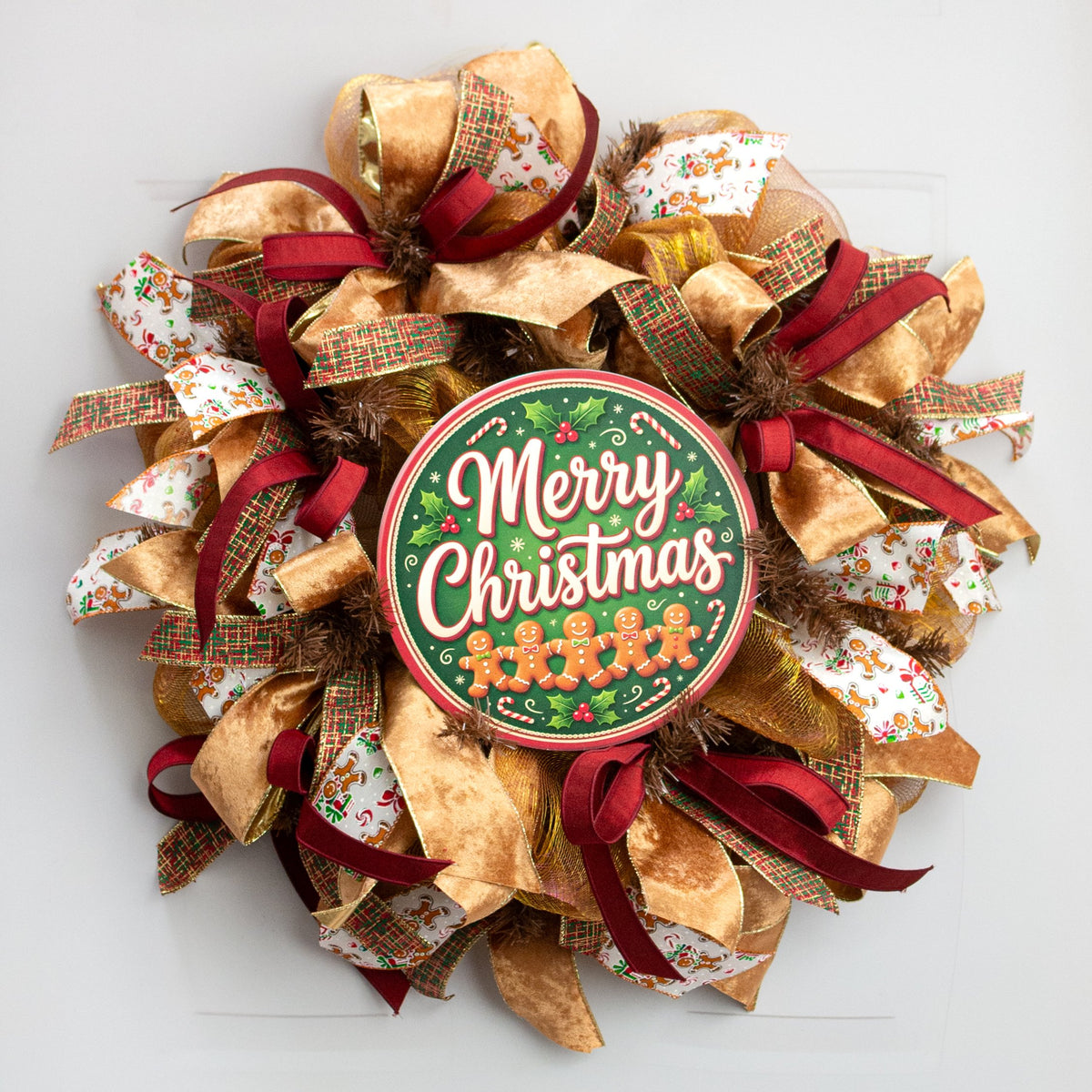10.5" Round Waterproof Sign: Merry Christmas Gingerbread Men Row detail photo 3