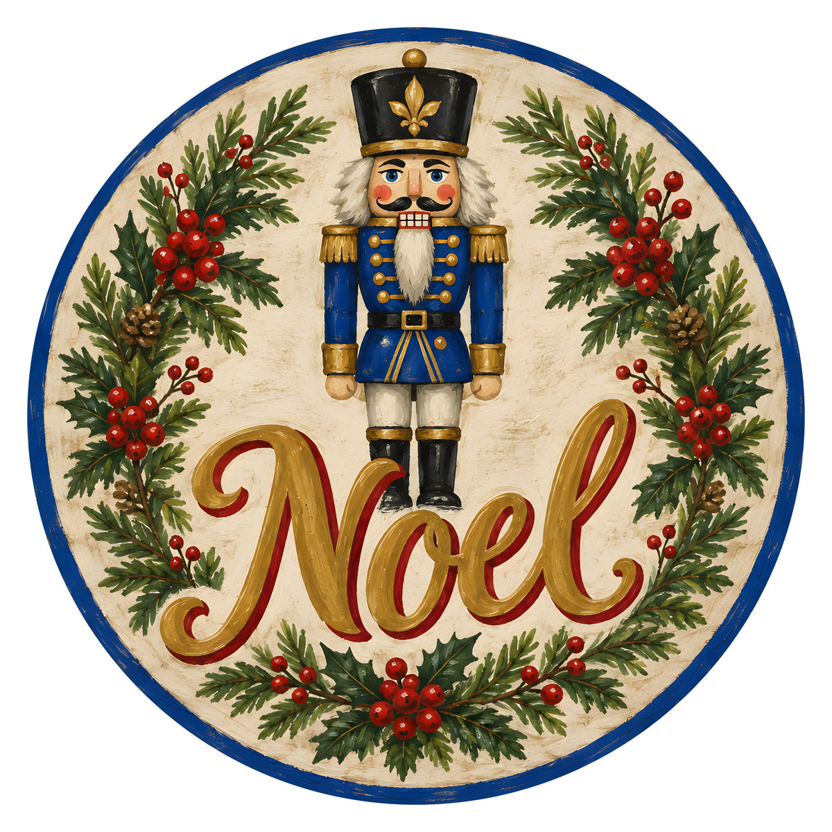 10.5" Round Waterproof Sign: Royal Blue Nutcracker Noel Item Number: CD1494NH-105
