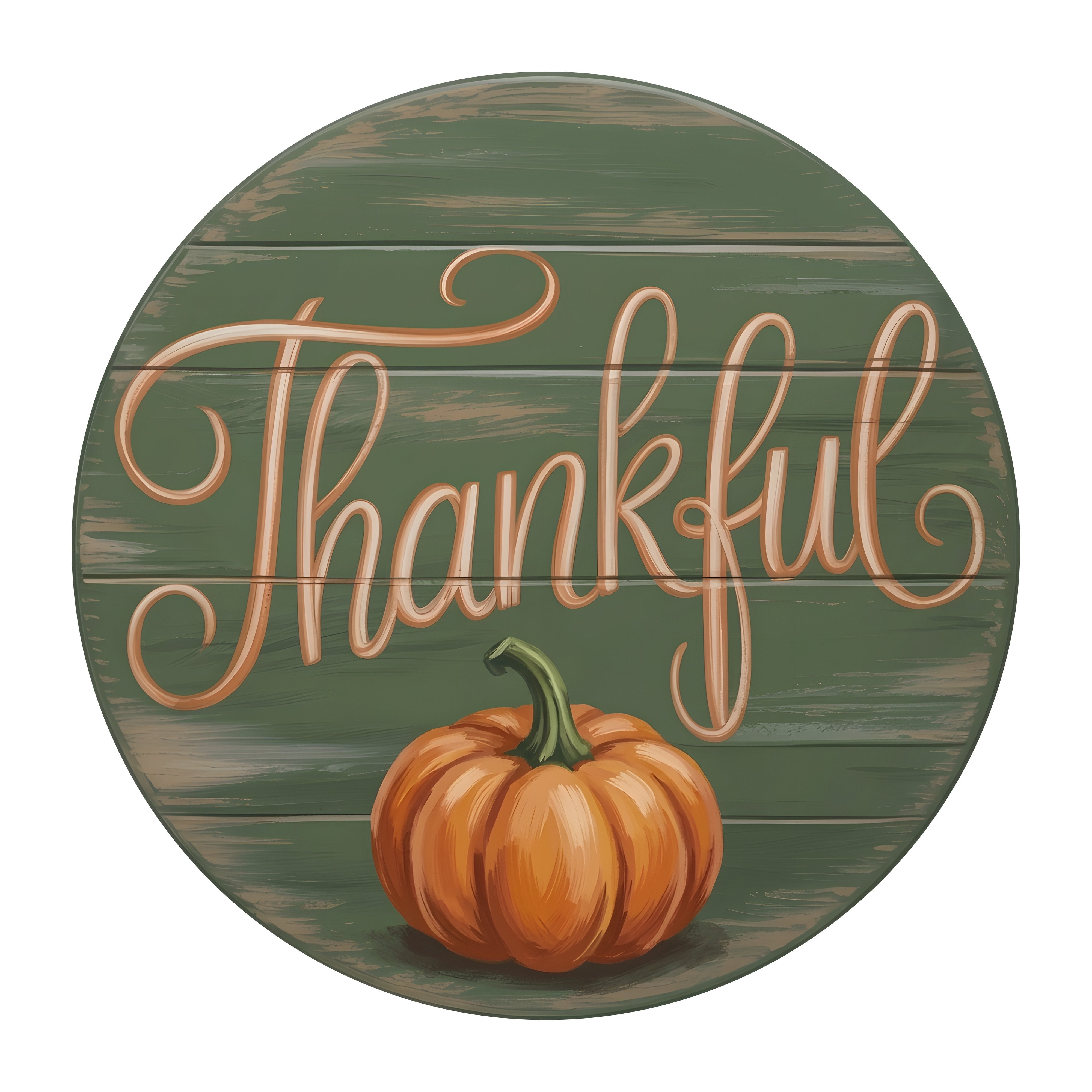 10.5" Round Waterproof Sign: Thankful Pumpkin Fall Sentiment Item Number: CD1280NH-105