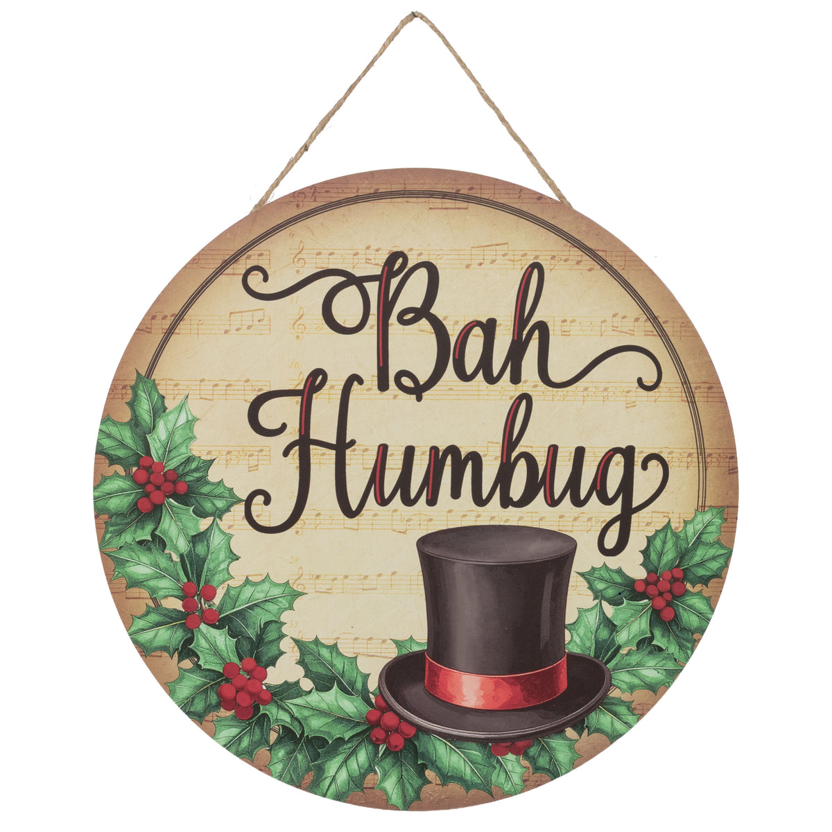 10.5" Round Wooden Sign: Bah Humbug Item Number: AP7451