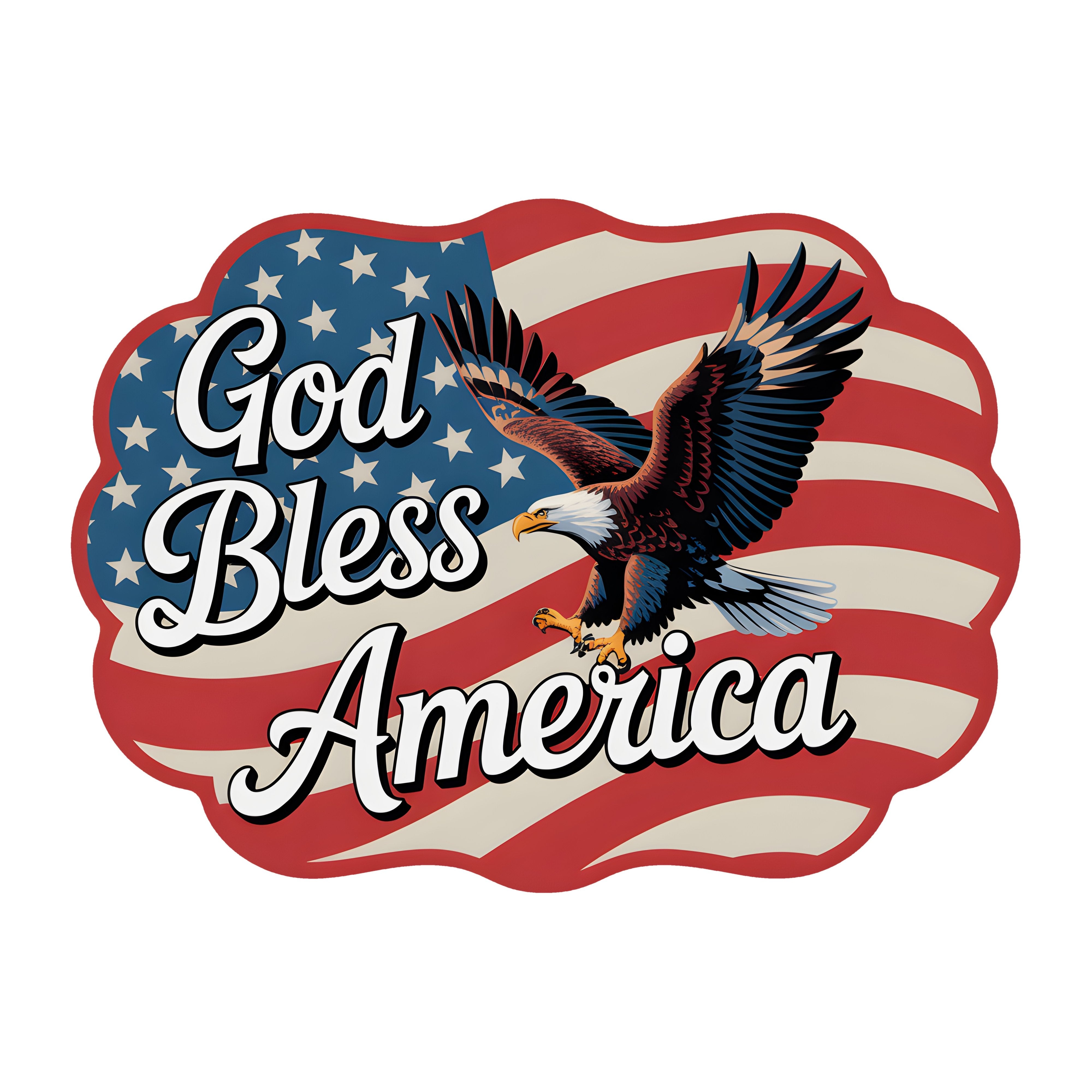 10.5" Scalloped Waterproof Sign: God Bless America Eagle and Flag Item Number: CD1207NH-105