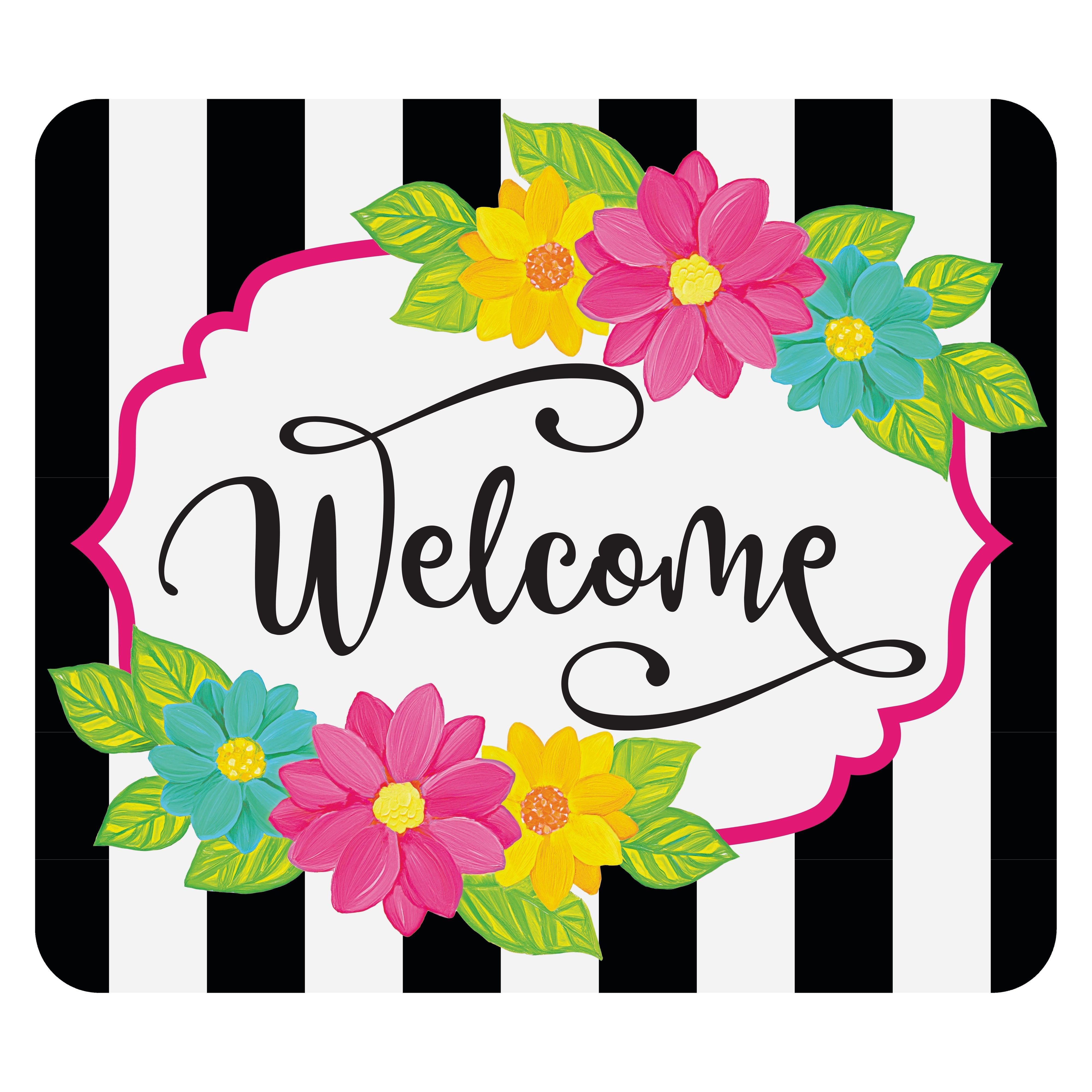 10.5" Waterproof Accent Sign: Painted Flower Scalloped Stripes Item Number: CD1176NH-105