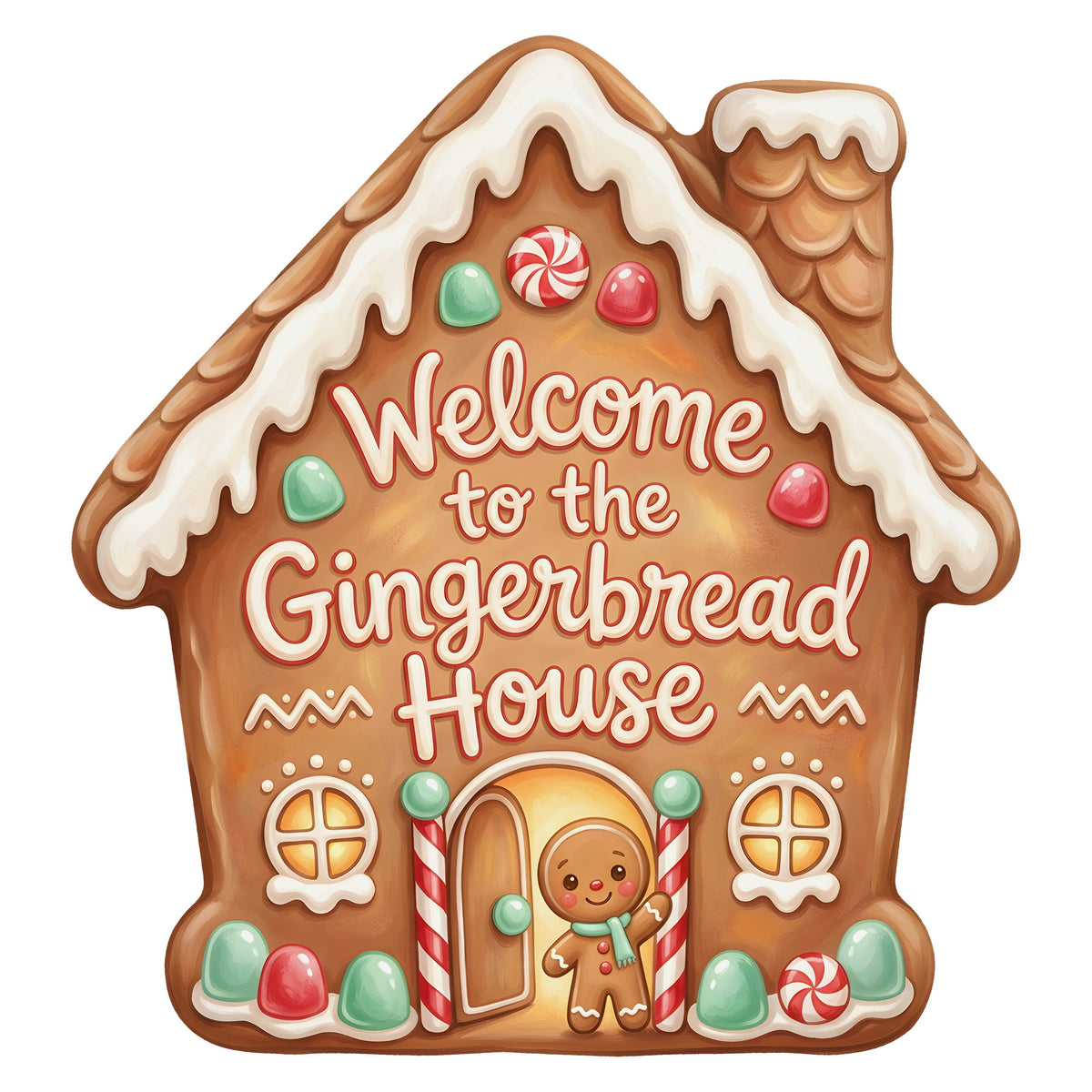 10.5" Waterproof Sign: Gingerbread House Welcome Item Number: CD1483NH-105