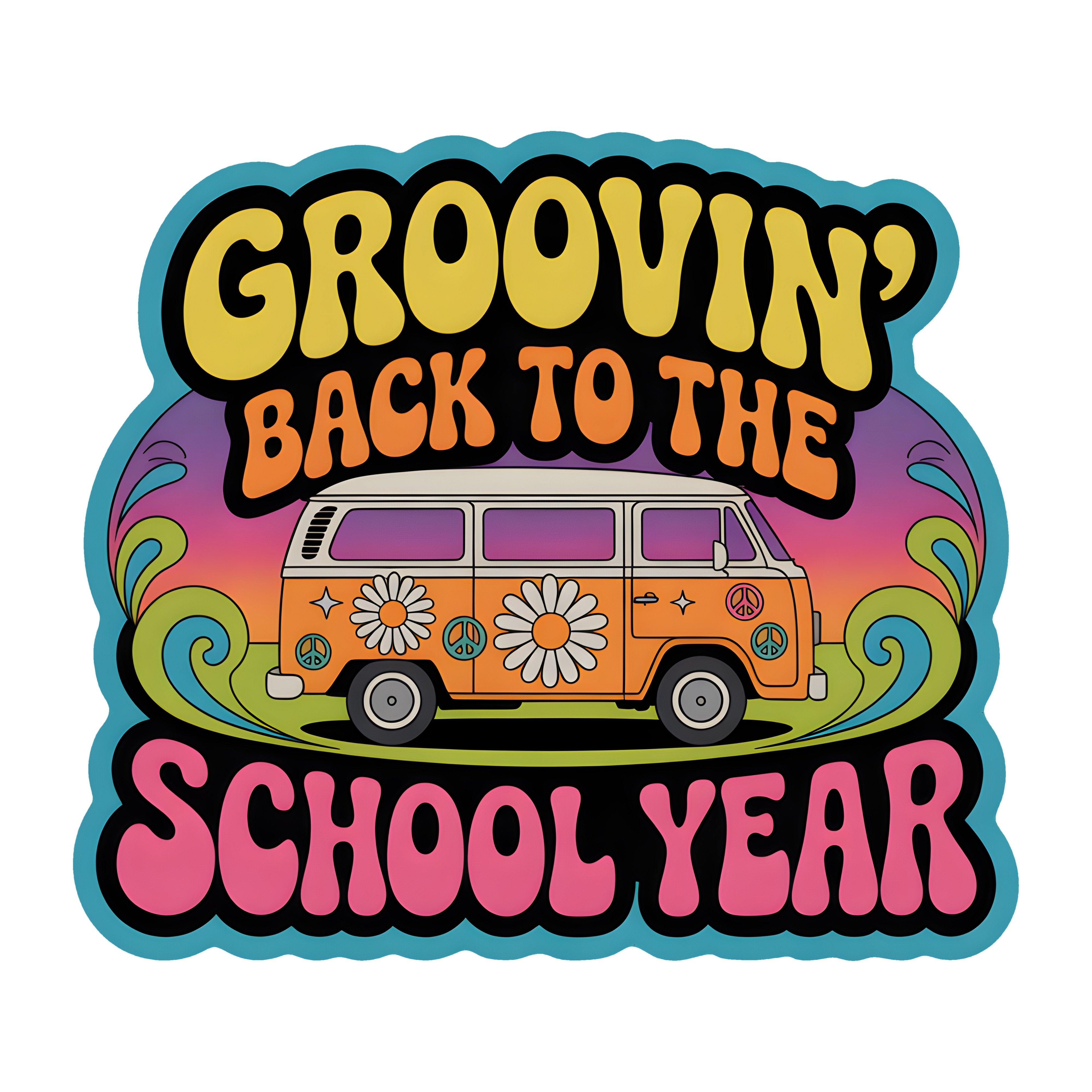 10.5" Waterproof Sign: Groovin' Back to the School Year Retro Van Item Number: CD1218NH-105