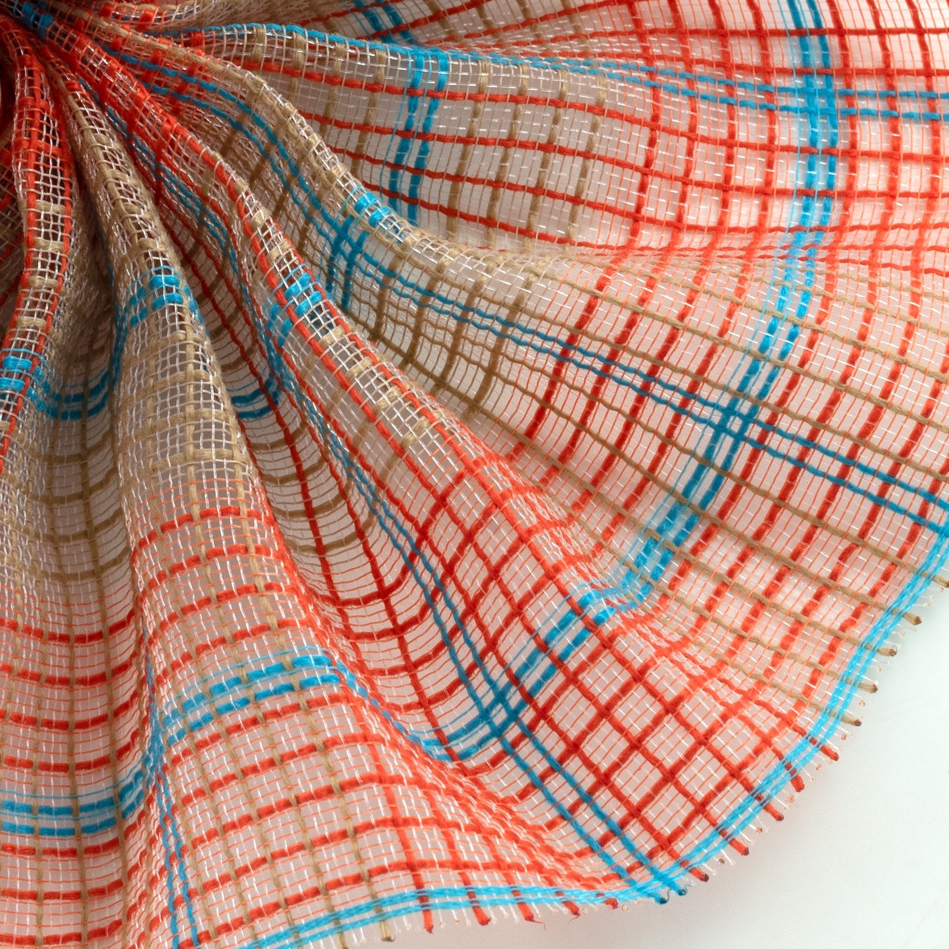 10" Fine Weave Faux Jute Plaid Mesh: Scarecrow Lifestyle Photo
