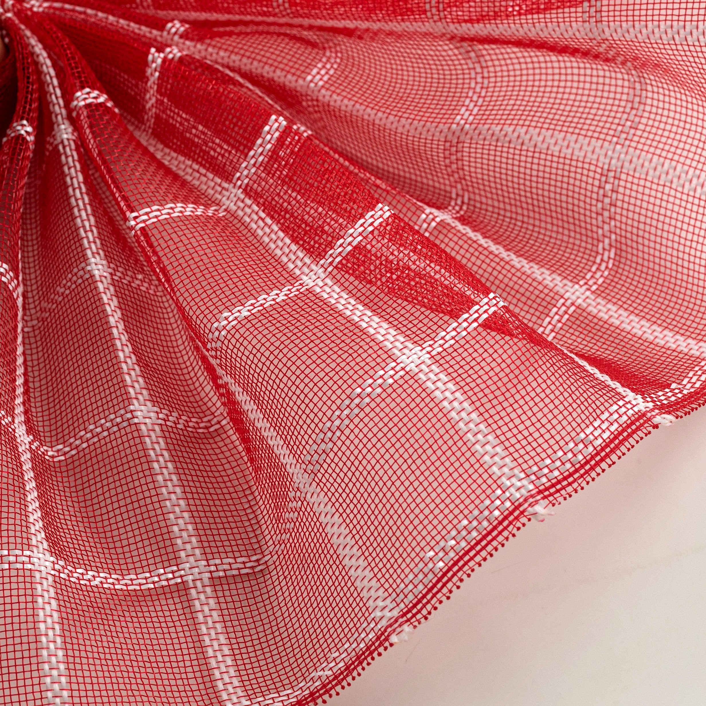 10" Fine Weave Small Check Deco Mesh: Red & White Lifestyle Photo