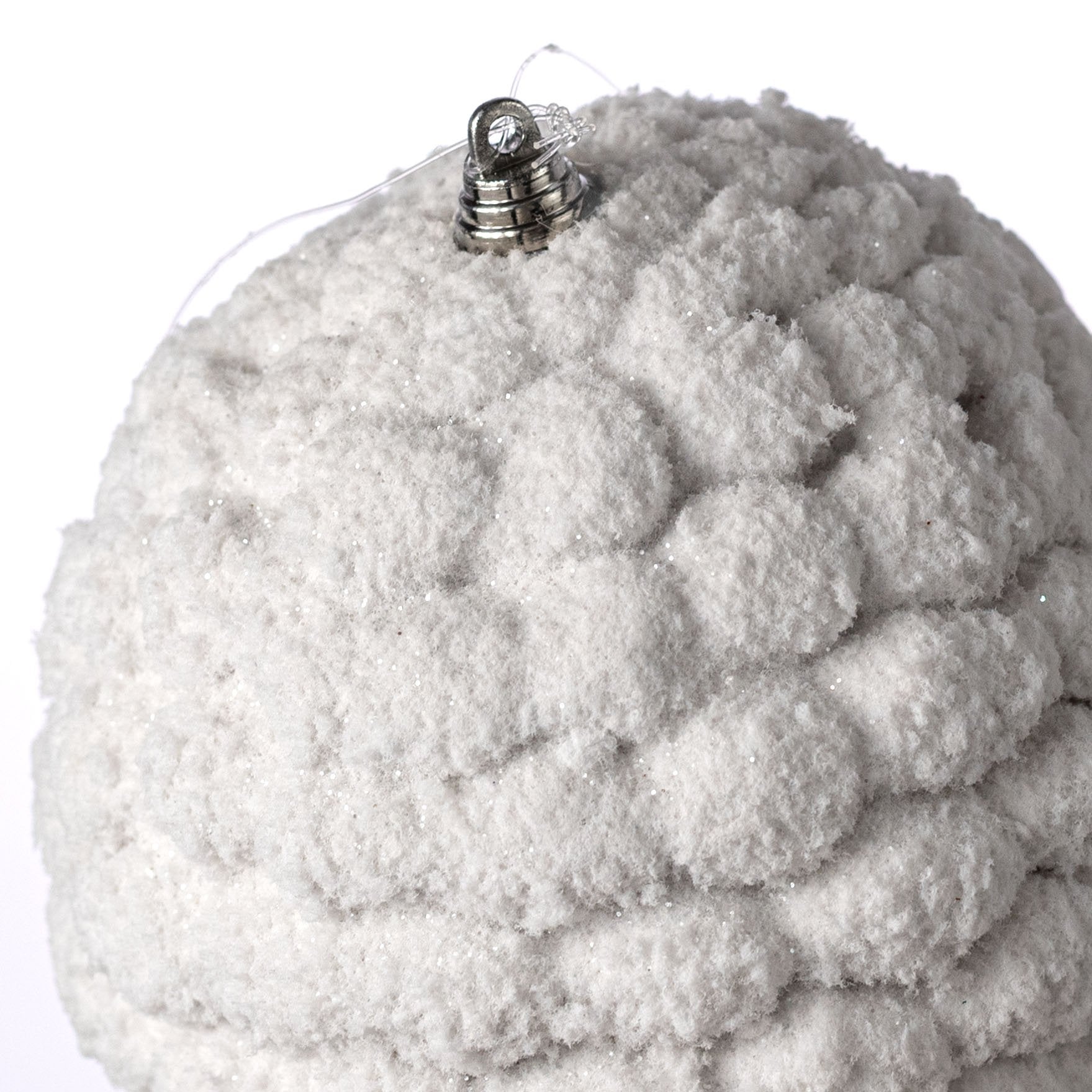 10" Flocked Pinecone Ornament: Snow detail photo 3