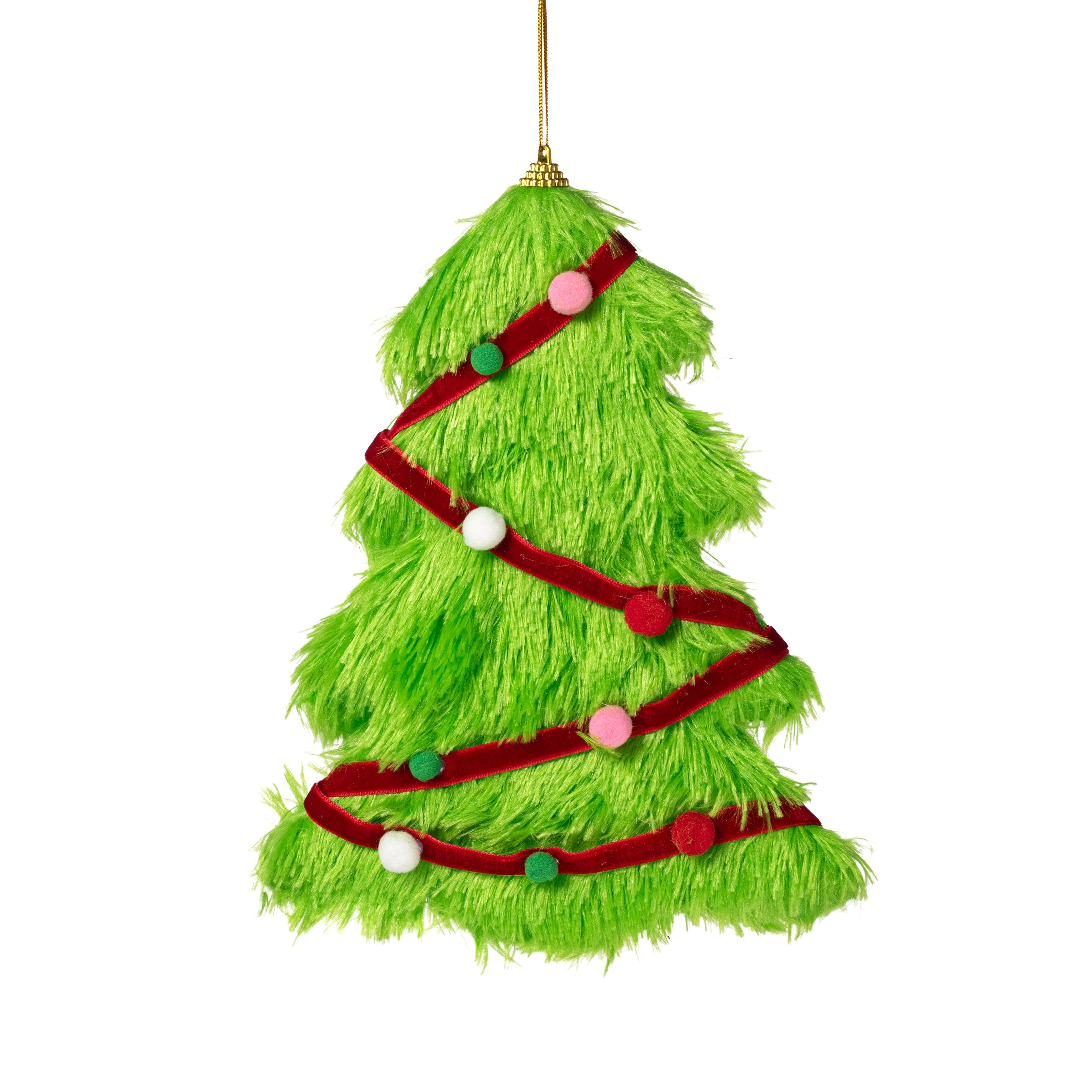 10" Furry Whimsical Christmas Tree Ornament: Lime Item Number: 86640GN